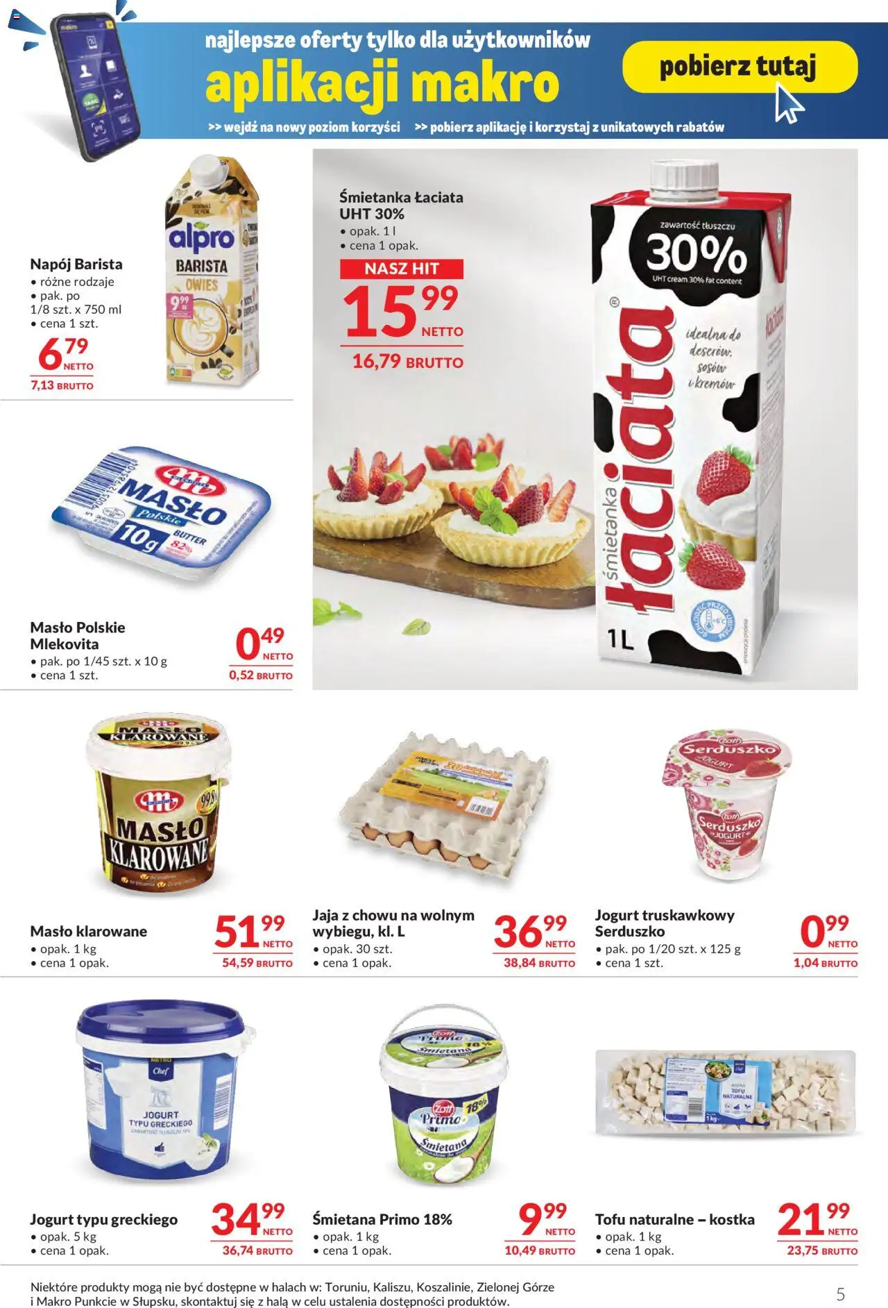 Makro Gazetka - Oferta dla gastronomii od 19.08.2025 | Strona: 5 | Produkty: Masło klarowane, Tofu naturalne, Tofu, Jogurt
