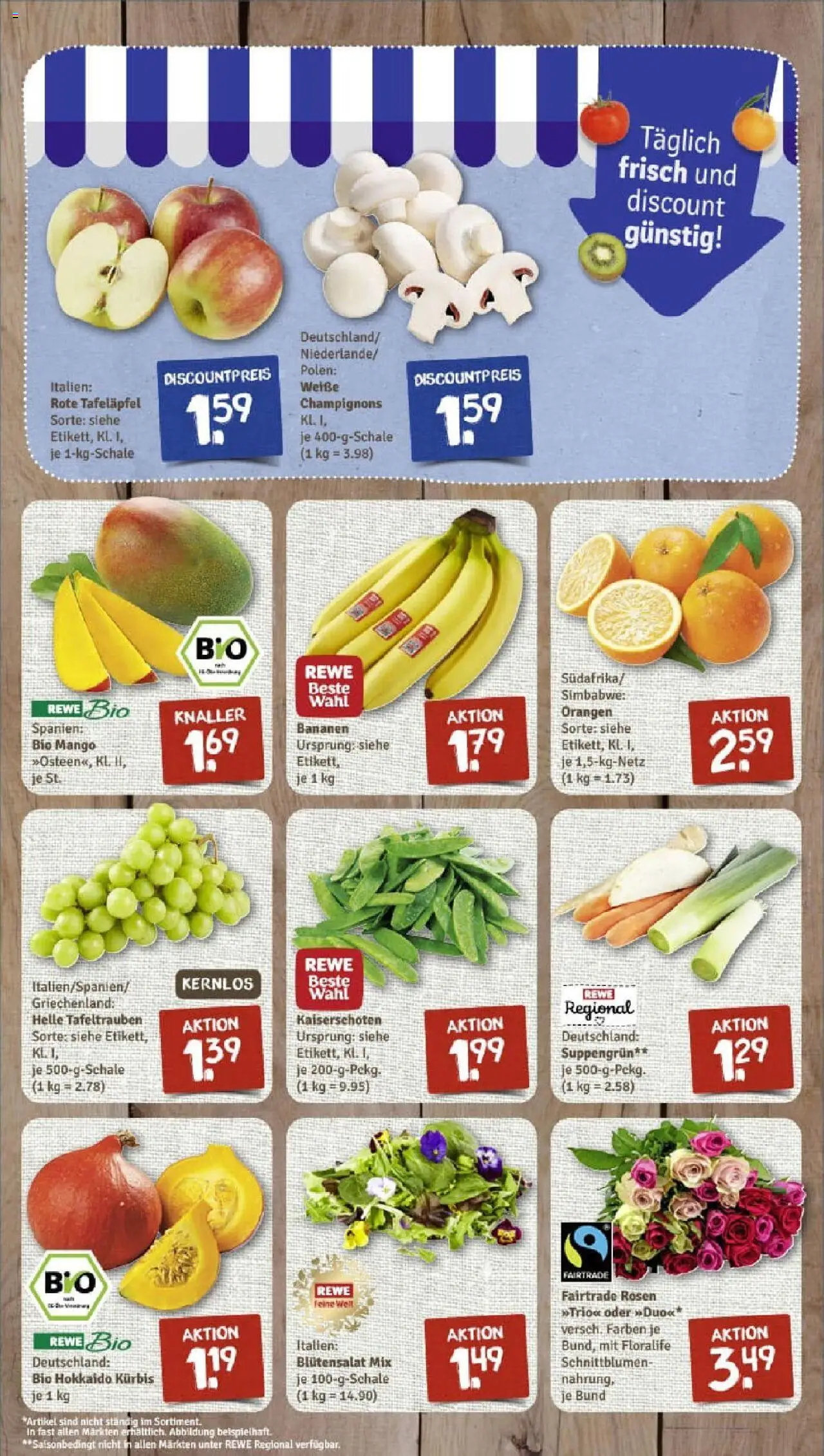 Rewe prospekt Maintal / Bischofsheim	 – gültig ab 28.09.2025 | Seite: 3 | Produkte: Bananen, Orangen, Champignons, Mango