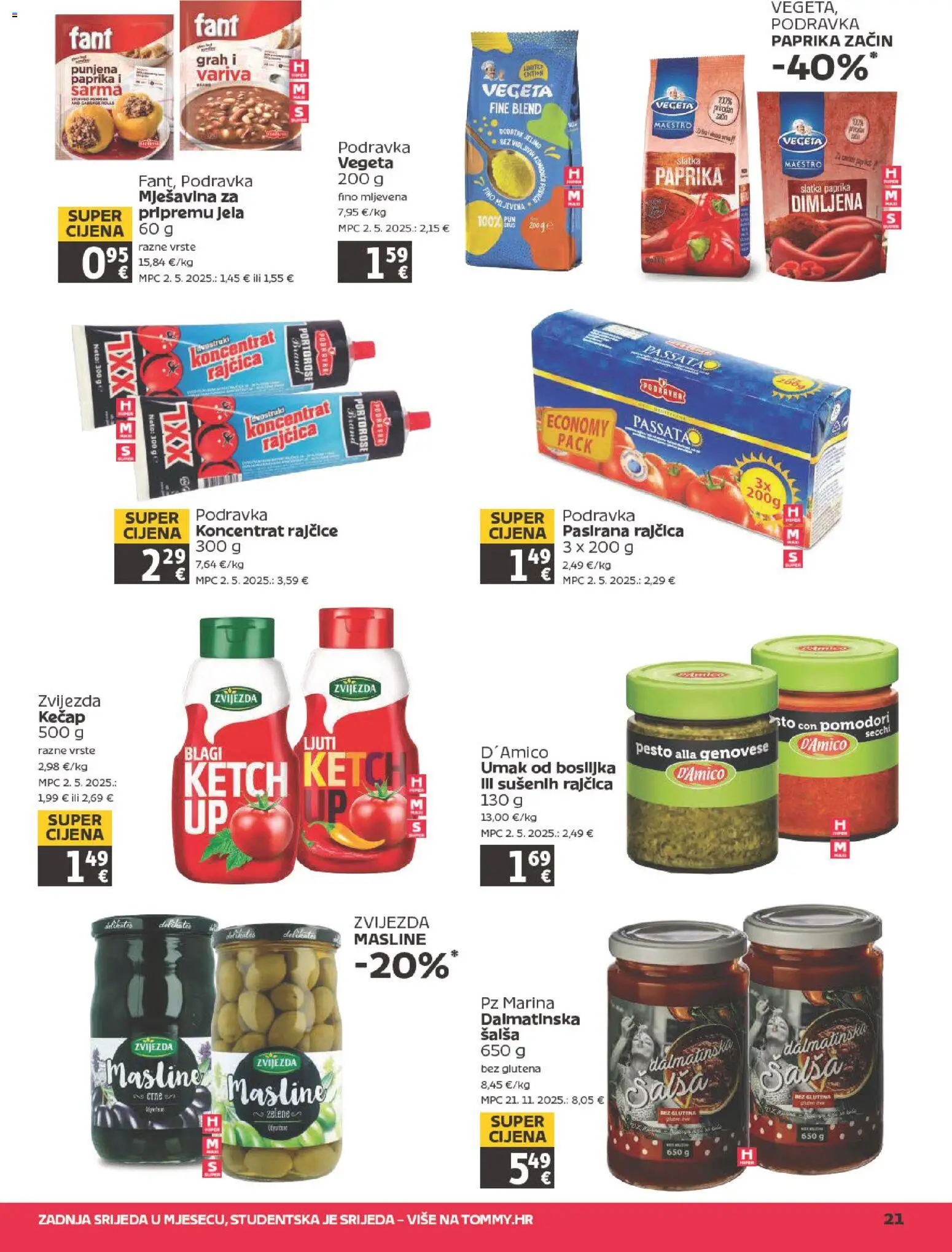 Tommy katalog | vrijedi od 19.02.2026 | Stranica: 21 | Proizvodi: Podravka, Rajčice, Umak, Rajčica