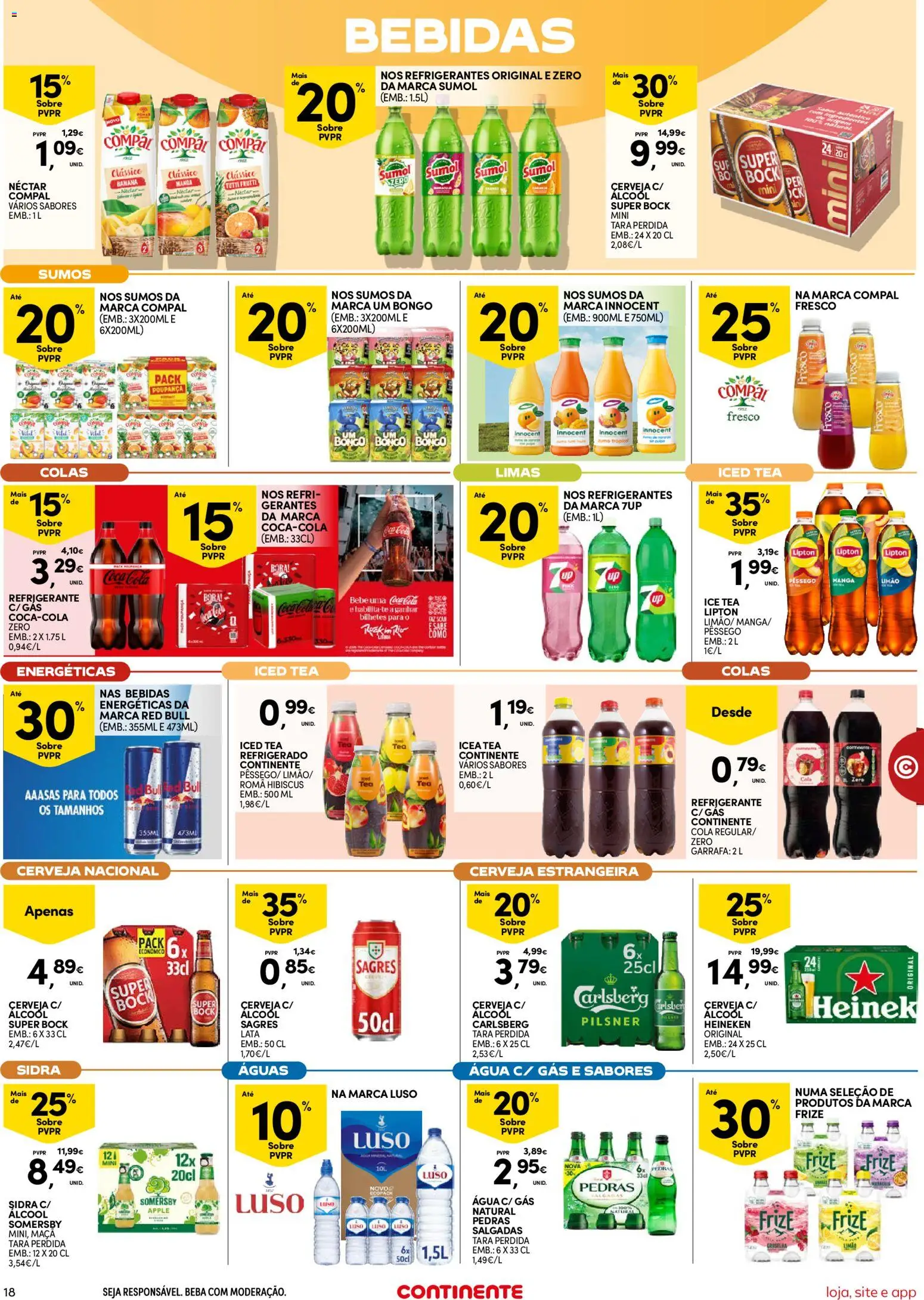 Continente Semanal Continente Bom Dia │ válido de 07.04.2026 | Página: 18 | Produtos: Refrigerante, Cerveja, Somersby, Coca-cola