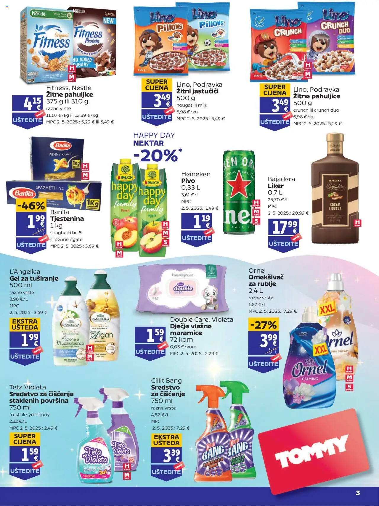 Tommy katalog | vrijedi od 31.07.2025 | Stranica: 3 | Proizvodi: Gel za tuširanje, Omekšivač, Tjestenina, Barilla