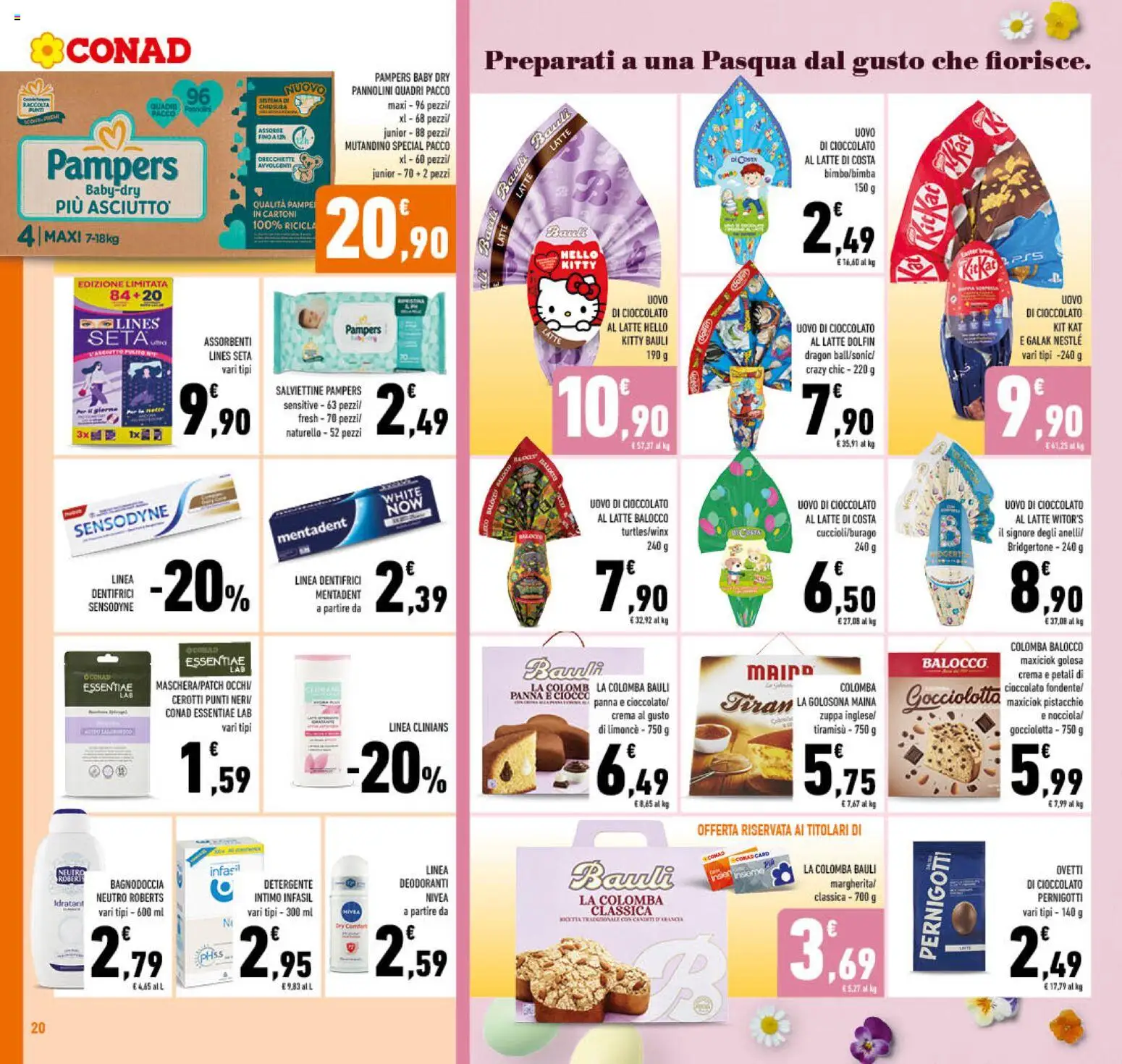 Volantino Conad del 11.03.2026 | Pagina: 20 | Prodotti: Crema, Pannolini, Cioccolato, Latte