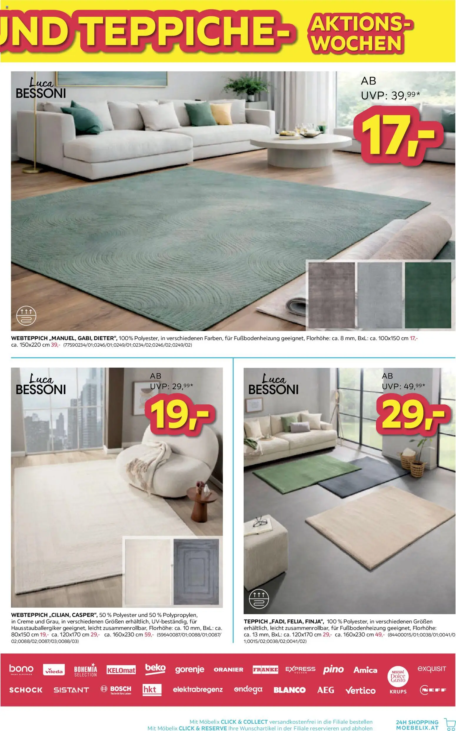 Möbelix Leuchten und Teppiche - Aktionswochen gültig ab 06.04.2026 | Seite: 5 | Produkte: Teppich, Creme