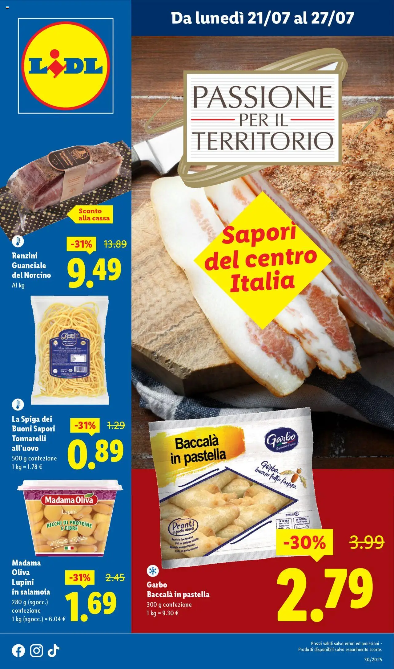 Volantino Lidl del 21.07.2025 | Pagina: 1 | Prodotti: Lupini, Padella, Guanciale