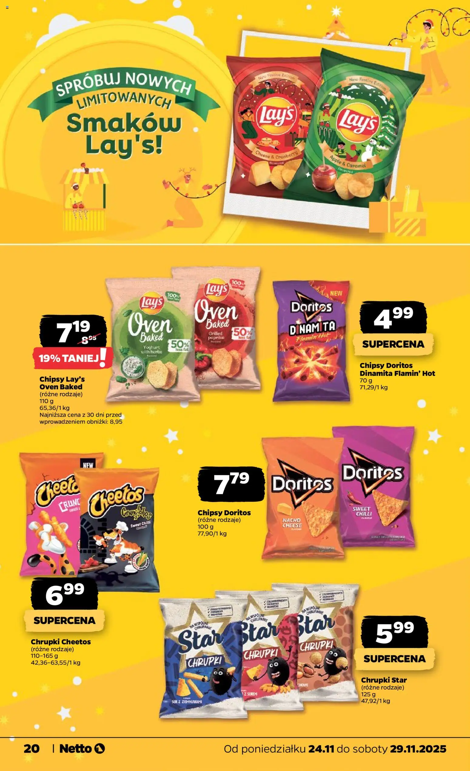 Netto gazetka od 24.11.2025 | Strona: 20 | Produkty: Chrupki, Doritos, Lays, Ser