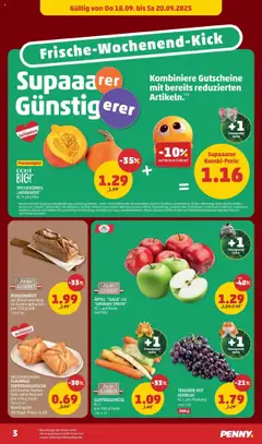 Penny Markt Flugblatt gültig ab 18.09.2025 | Seite: 3 | Produkte: Rosinen, Äpfel