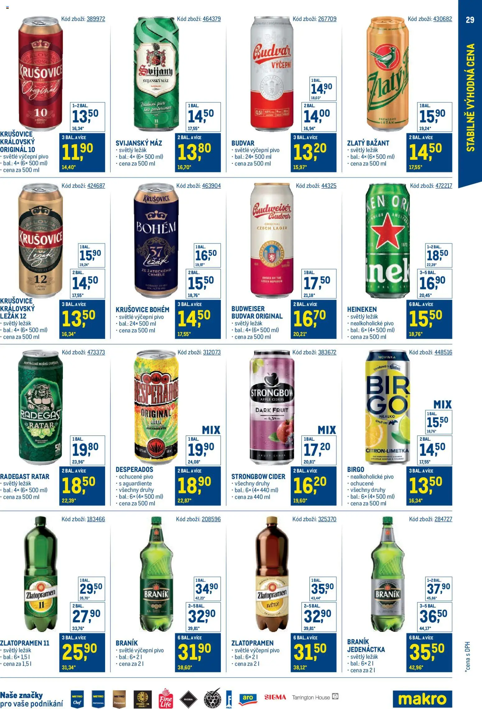 Makro leták - Stabilně výhodná cena od 28.01.2026 | Strana: 29 | Produkty: Pivo, Strongbow, Braník, Krušovice
