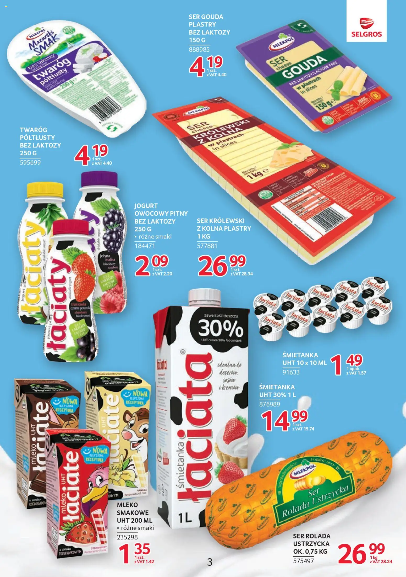 Selgros cash&carry Gazetka - Markowe produkty od 22.01.2026 | Strona: 3 | Produkty: Twaróg półtłusty, Bez laktozy, Ser, Jogurt