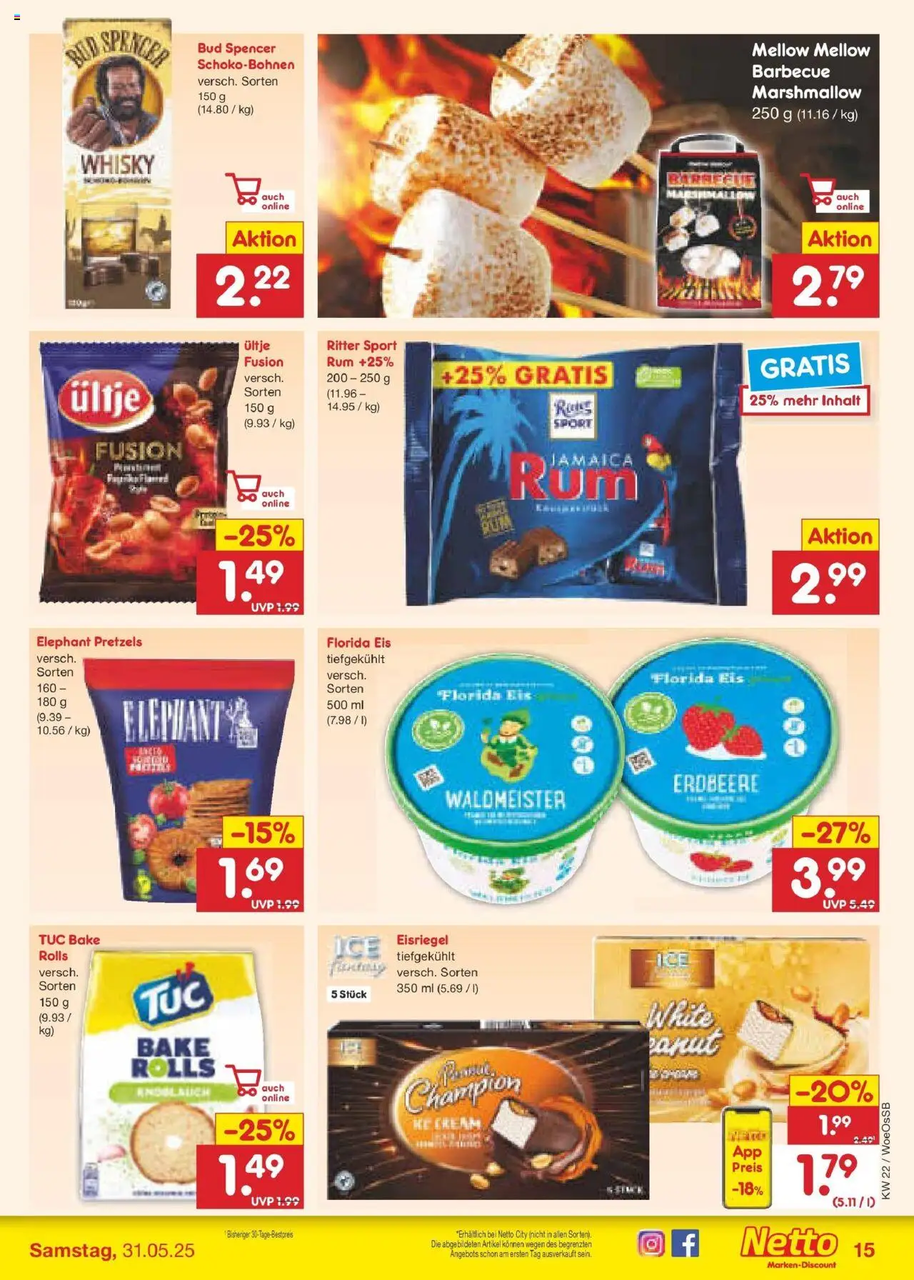 Netto Marken-Discount prospekt Gemmingen	 - gültig ab dem 26.05.2025 | Seite: 19 | Produkte: Whisky, Rum, Ritter sport, Eis