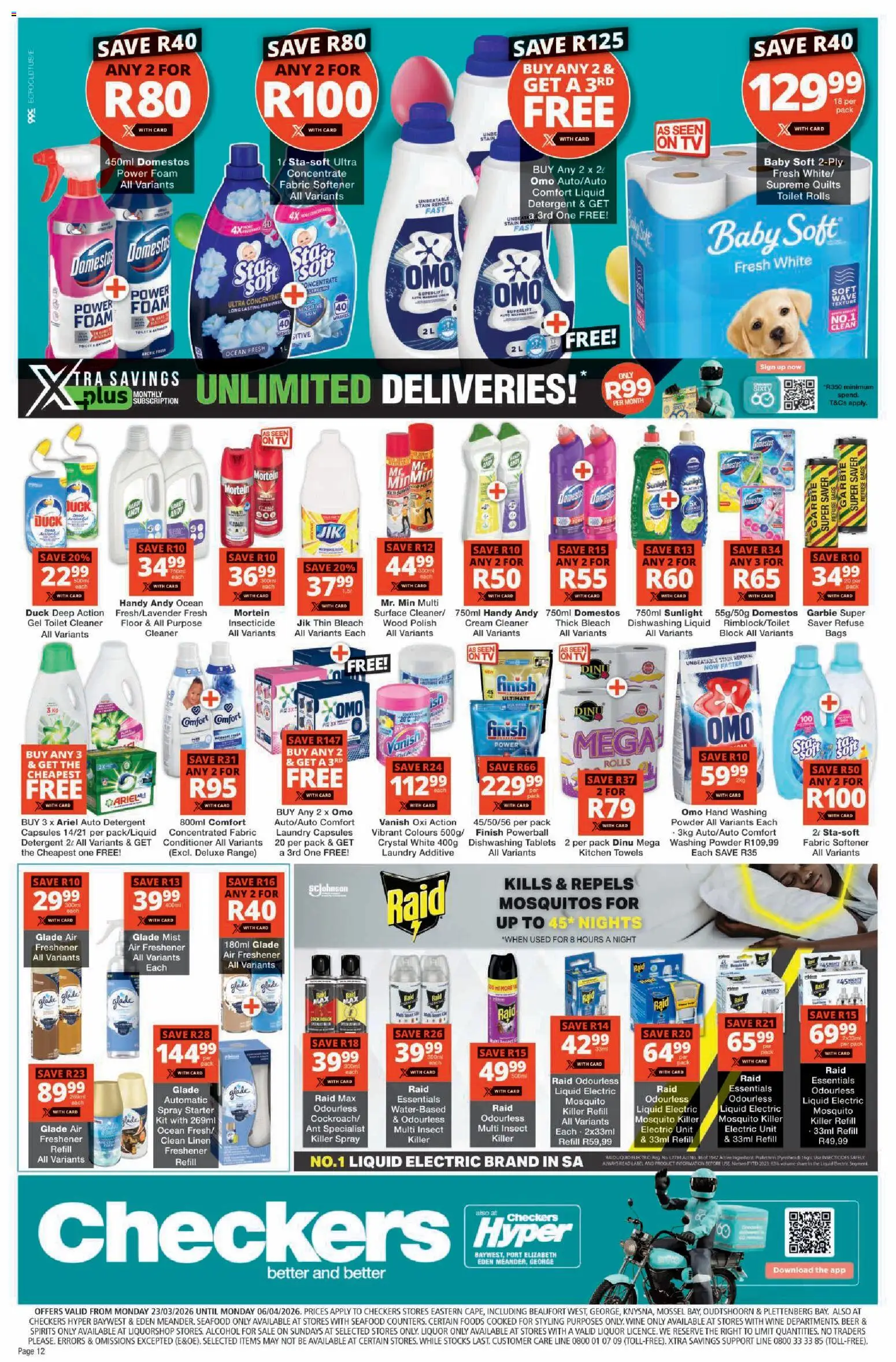 New Checkers catalogue – valid from 23.03.2026 | Page: 12 | Products: Beer, Powder, Foam, Seafood