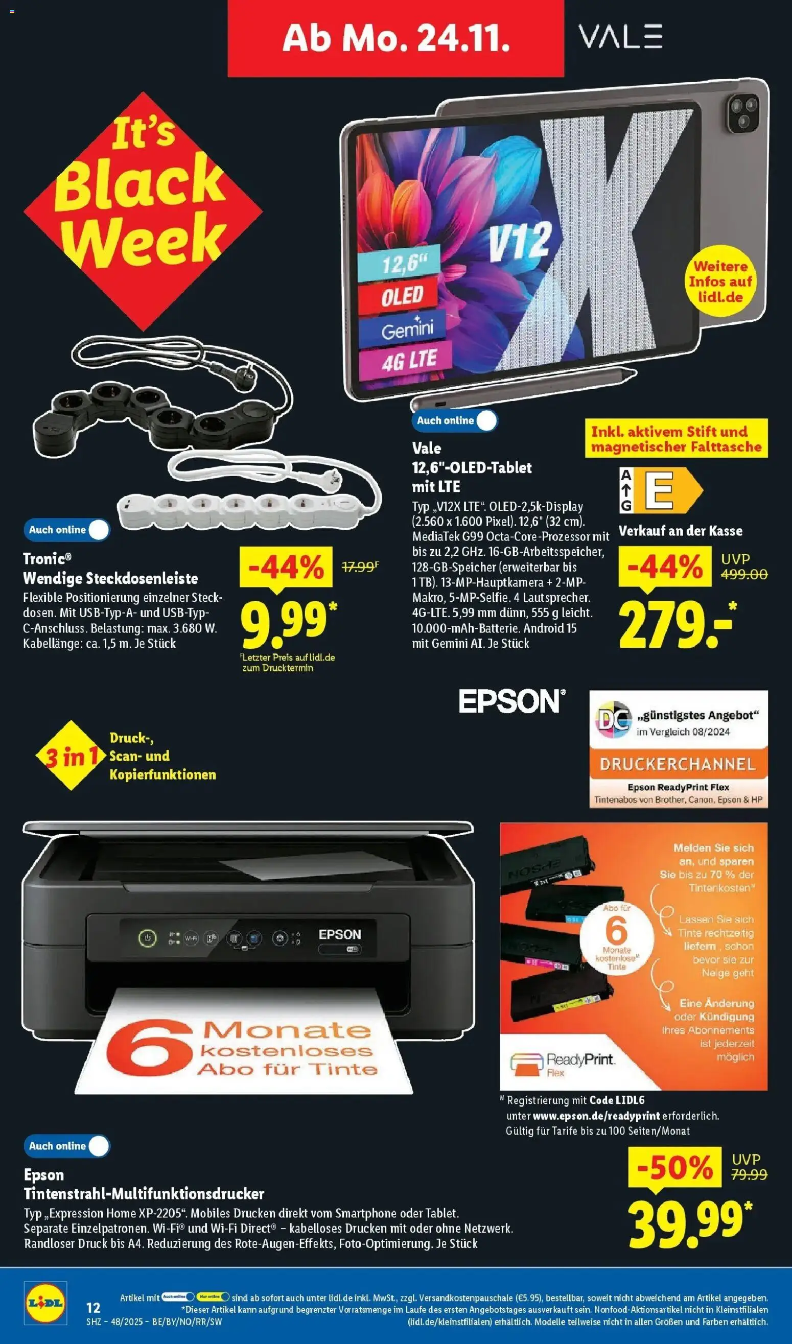 Lidl Prospekt Mahlow – gültig ab 23.11.2025 | Seite: 12 | Produkte: HP, Epson, Smartphone