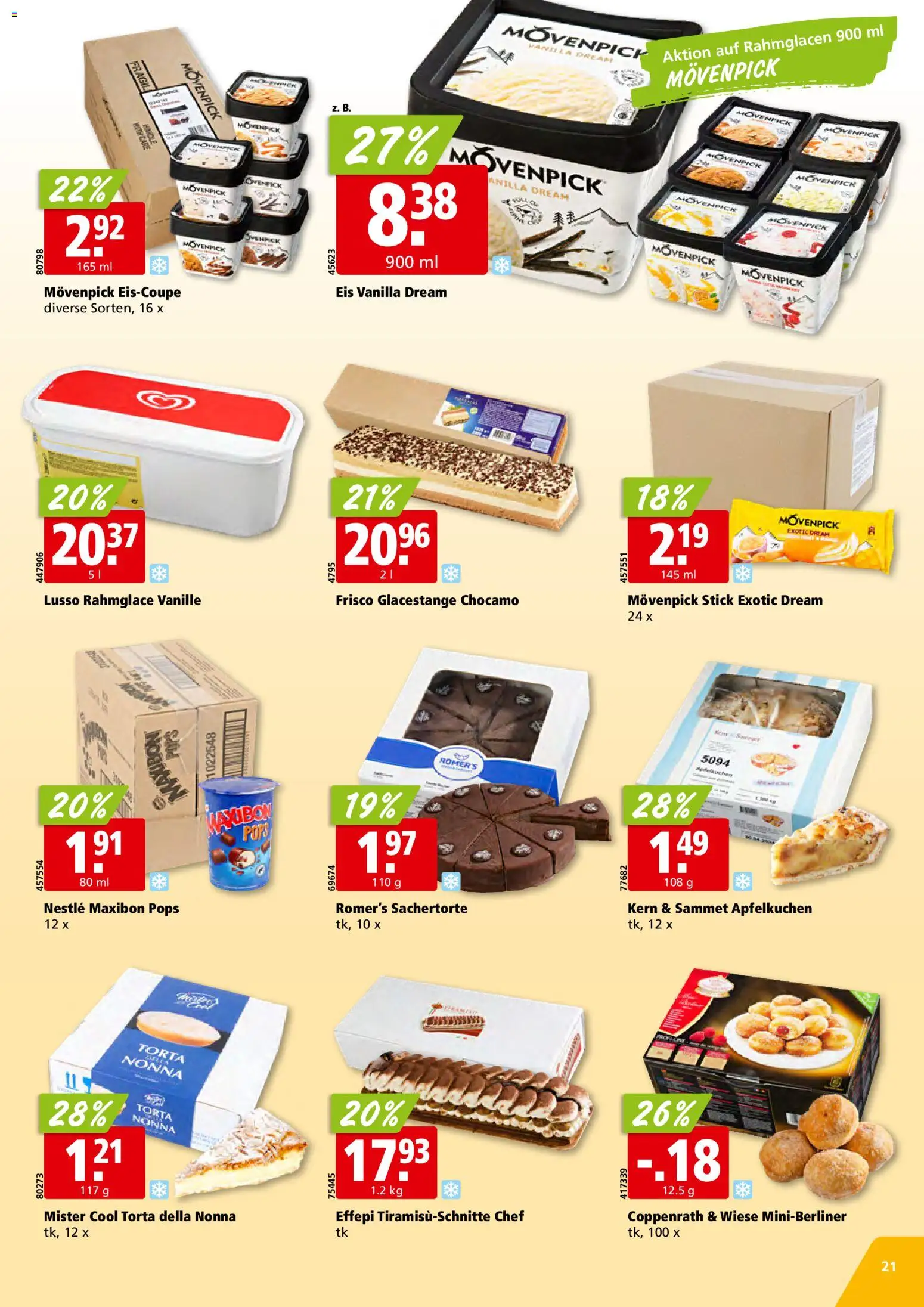 Aligro Aktionen Schlieren, Gossau SG, Frauenfeld, Rapperswil-Jona, Sargans, Bern, Brüttisellen, Pratteln, Emmen, Spreitenbach – gültig ab 23.02.2026 | Seite: 21 | Produkte: Eis
