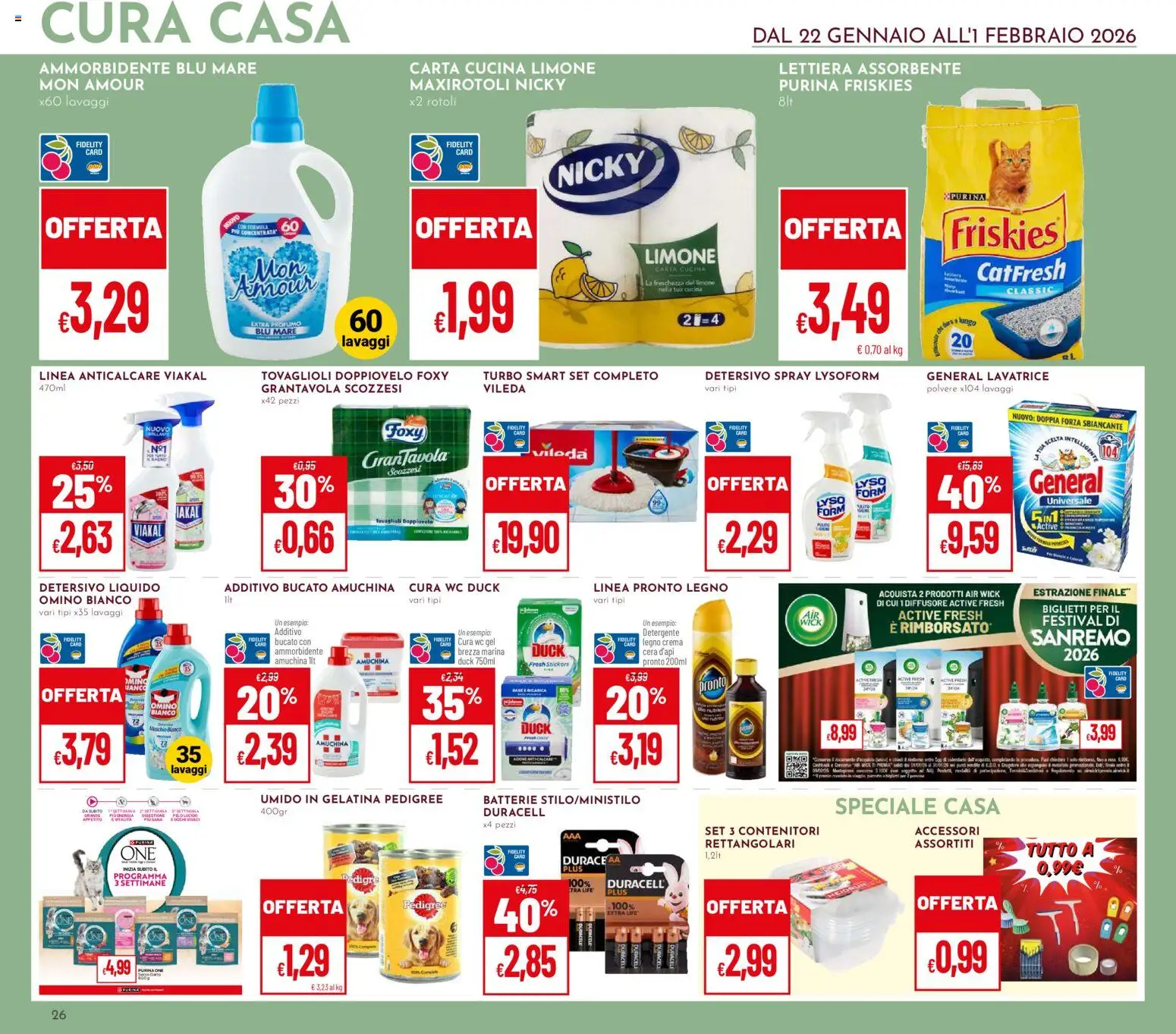 Volantino Pan del 22.01.2026 | Pagina: 26 | Prodotti: Detergente, Anticalcare, Lavatrice, Batterie