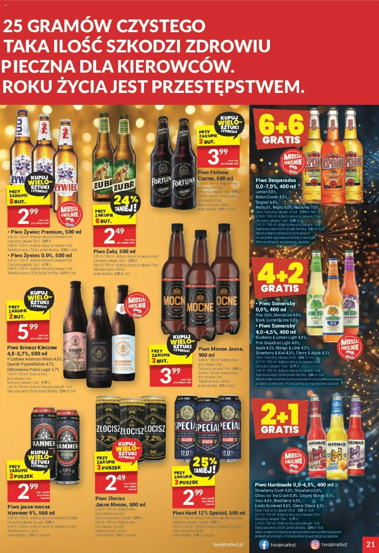 Twój Market Gazetka od 29.12.2025 | Strona: 21 | Produkty: Piwo Somersby, Piwo Desperados, Piwo, Somersby
