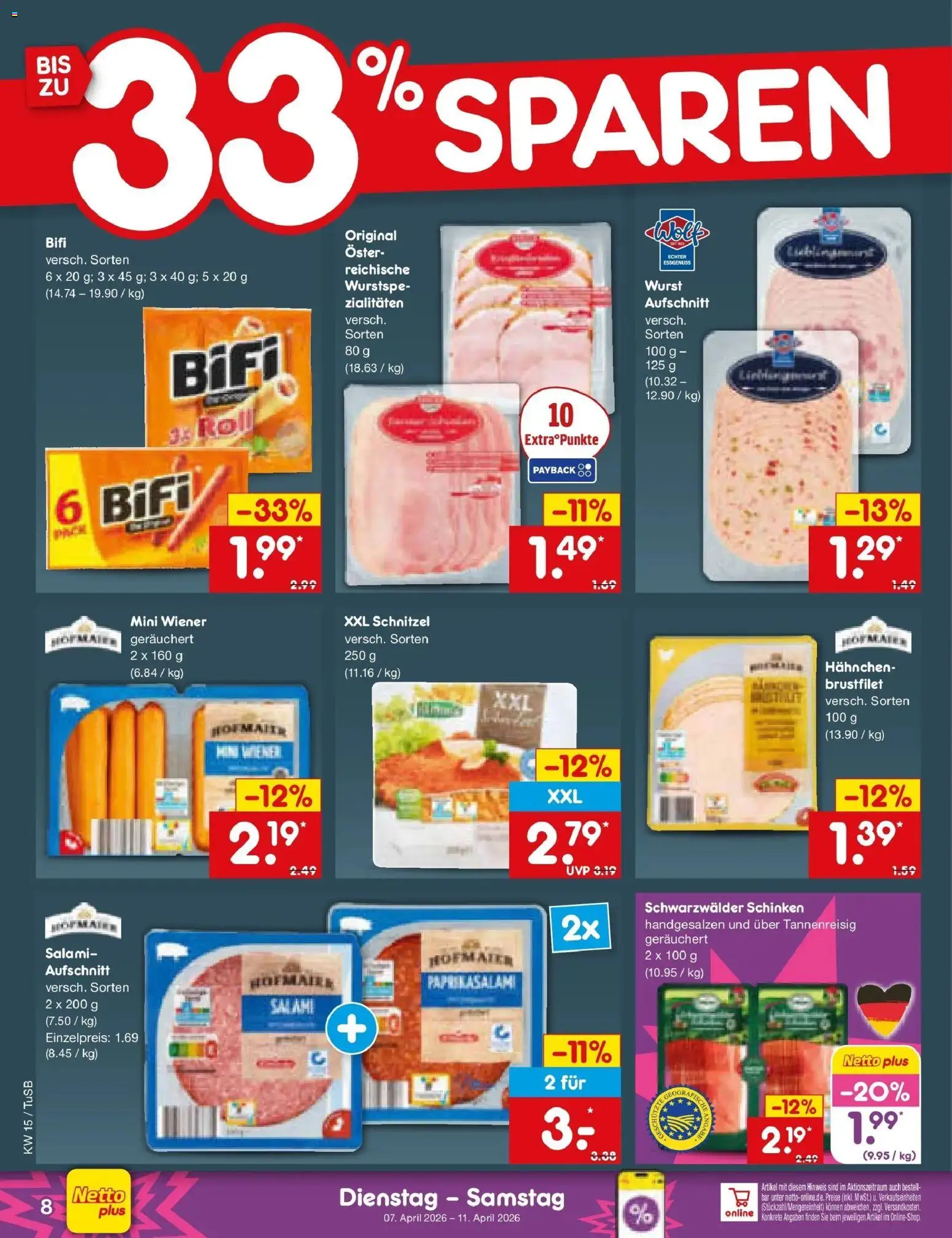 Netto Marken-Discount Prospekt Lahr-Langenwinkel	 – gültig ab 07.04.2026 | Seite: 10 | Produkte: Hahnchen, Wurst, Salami, Schinken