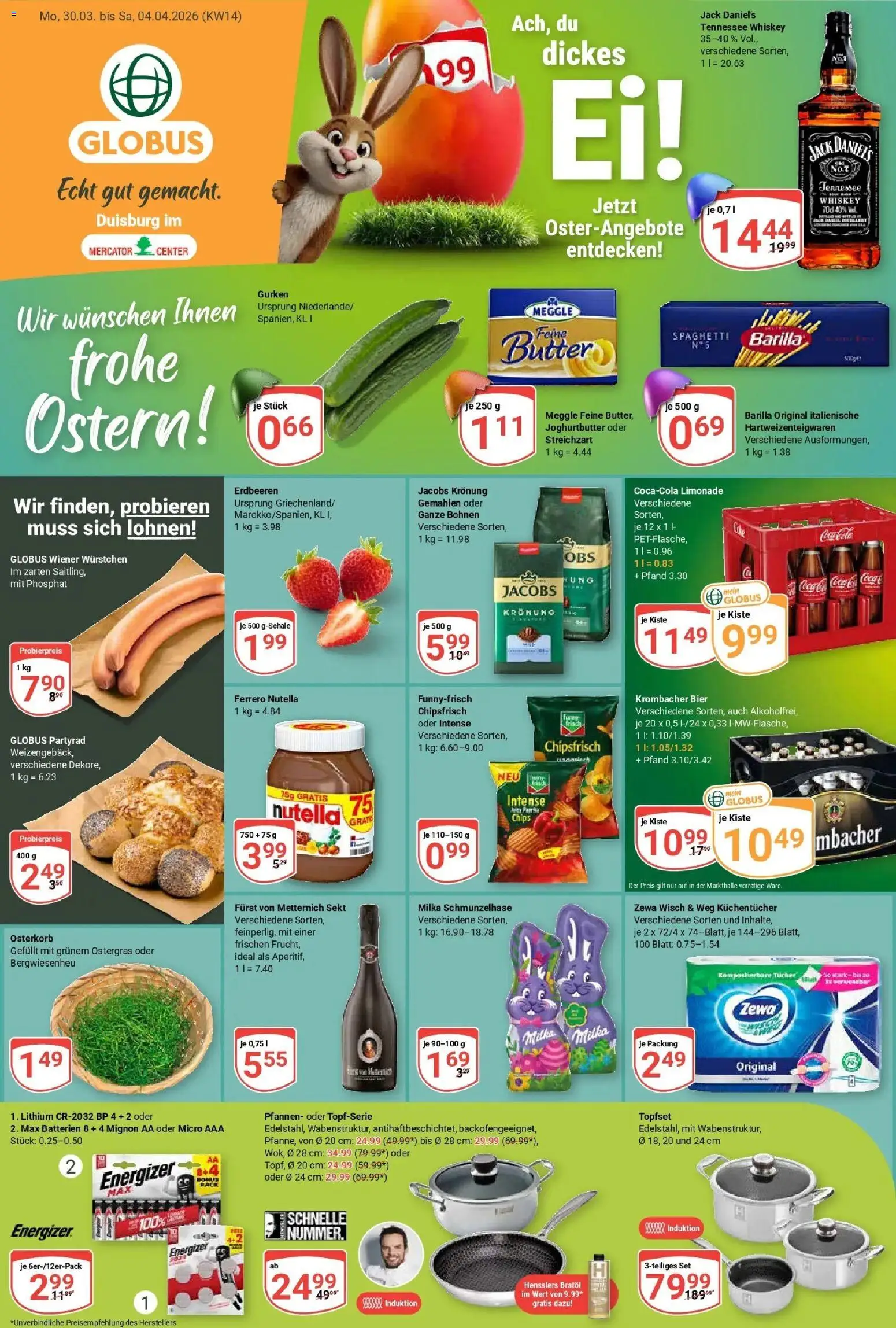 Globus prospekt Duisburg	 – gültig ab 30.03.2026 | Seite: 7 | Produkte: Coca cola, Cola, Butter, Jack Daniel's