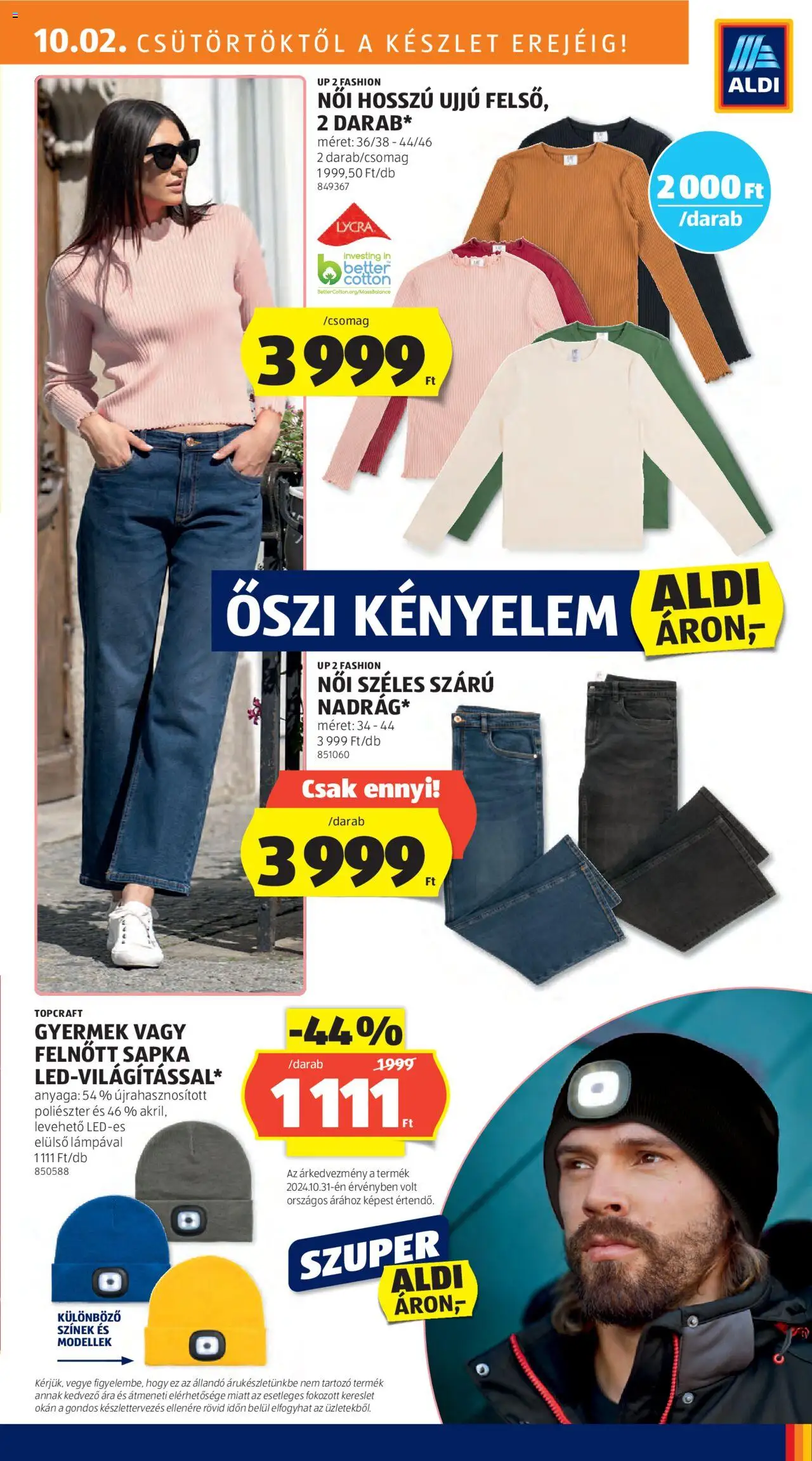Aldi akciós ujság - amely érvényes a következő dátumtól: 02.10.2025 | Oldal: 19 | Termékek: Sapka