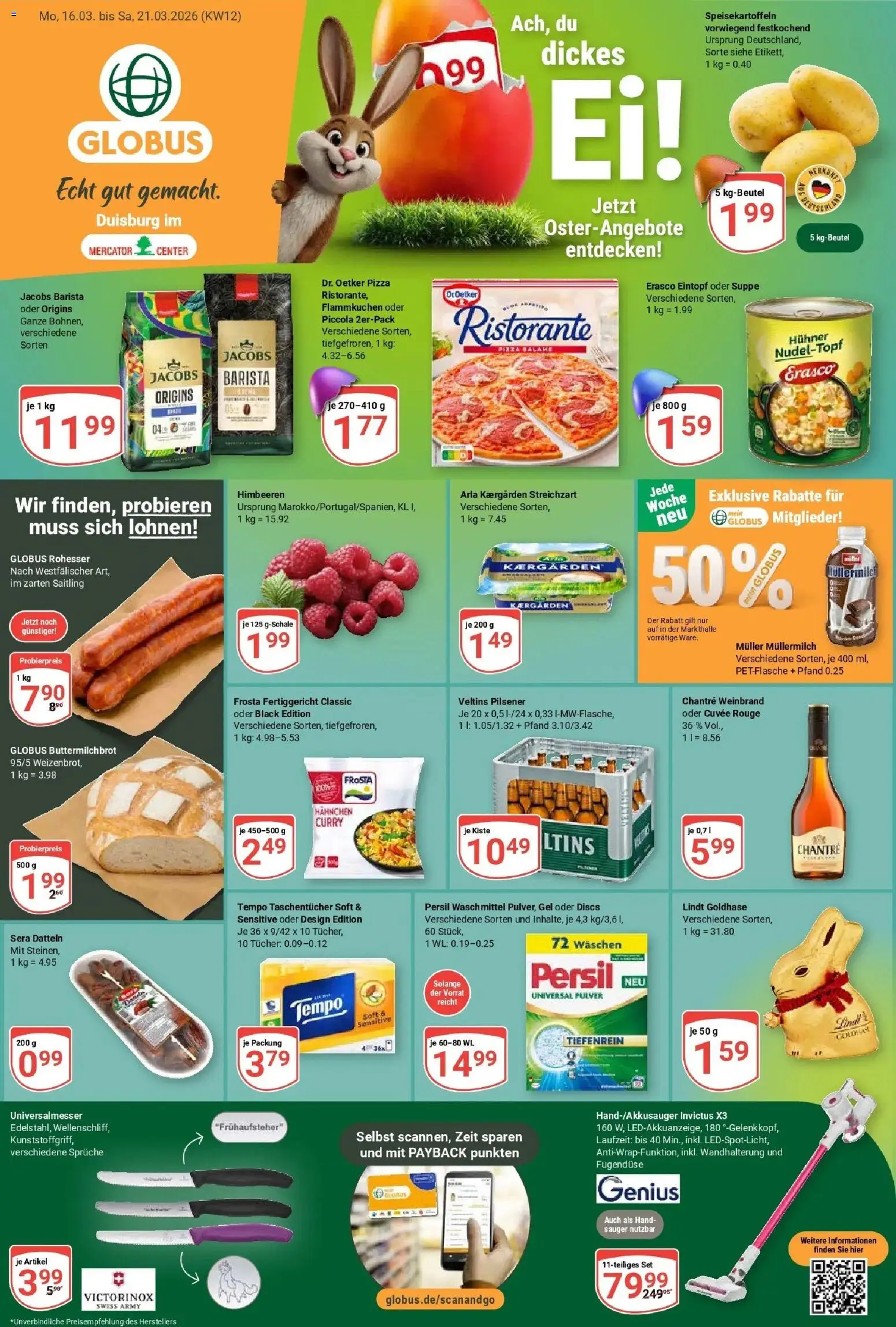 Globus prospekt Duisburg	 – gültig ab 15.03.2026 | Seite: 1 | Produkte: Himbeeren, Rouge, Veltins, Persil