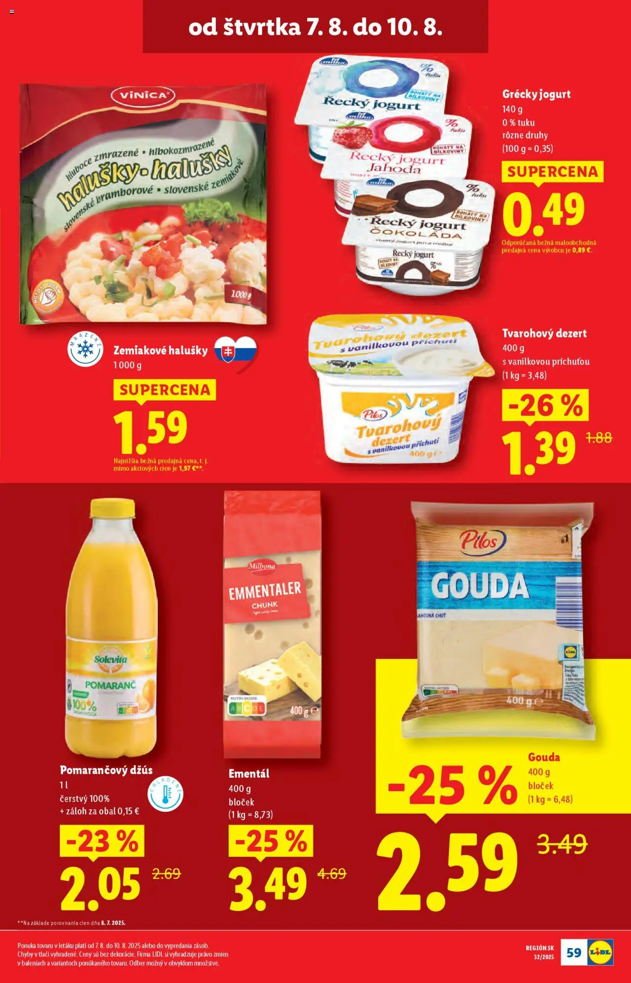 Lidl leták │ platný od 04.08.2025 | Strana: 65 | Produkty: Jogurt, Džús, Gouda, Čokoláda