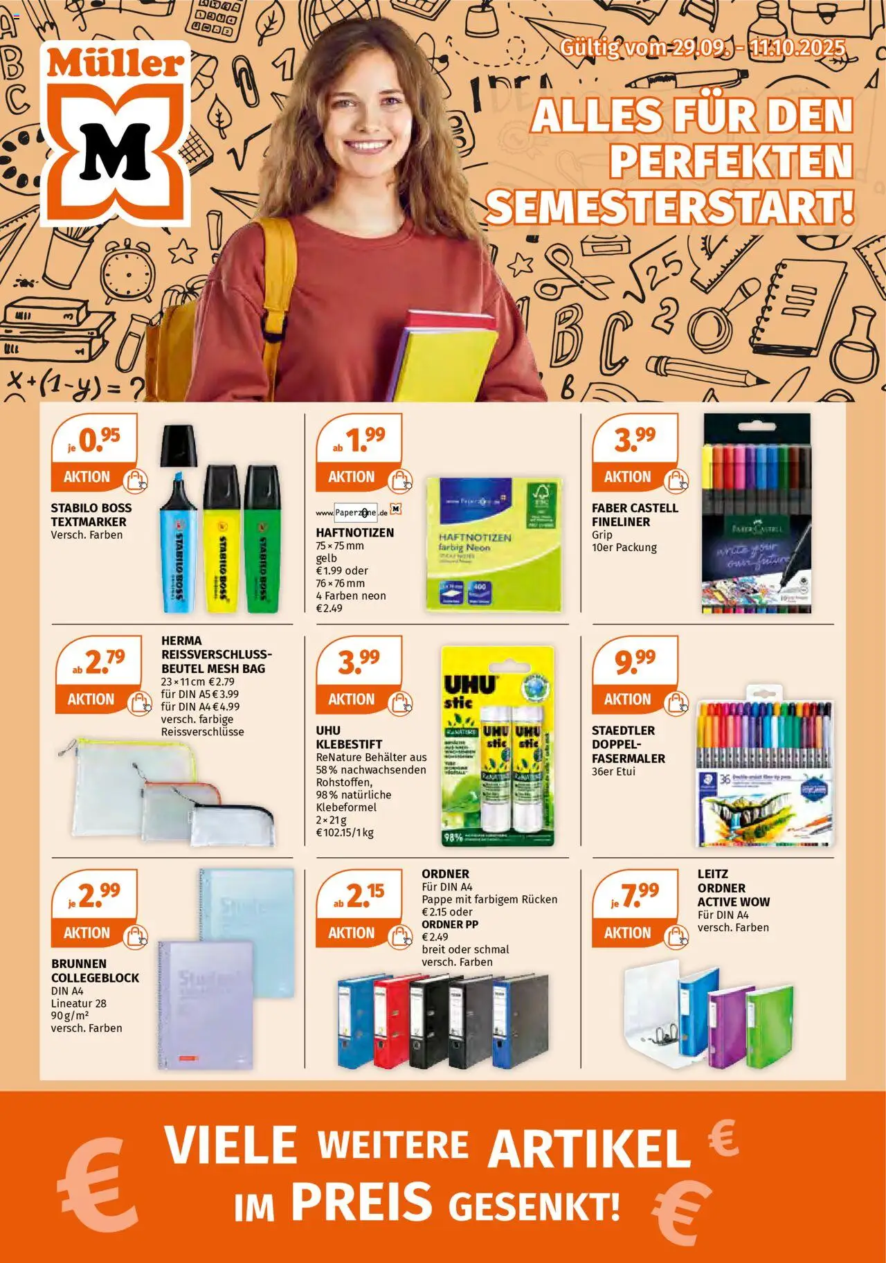 Müller Alles für den Semesterstart – gültig ab 29.09.2025 | Seite: 1 | Produkte: Highlighter