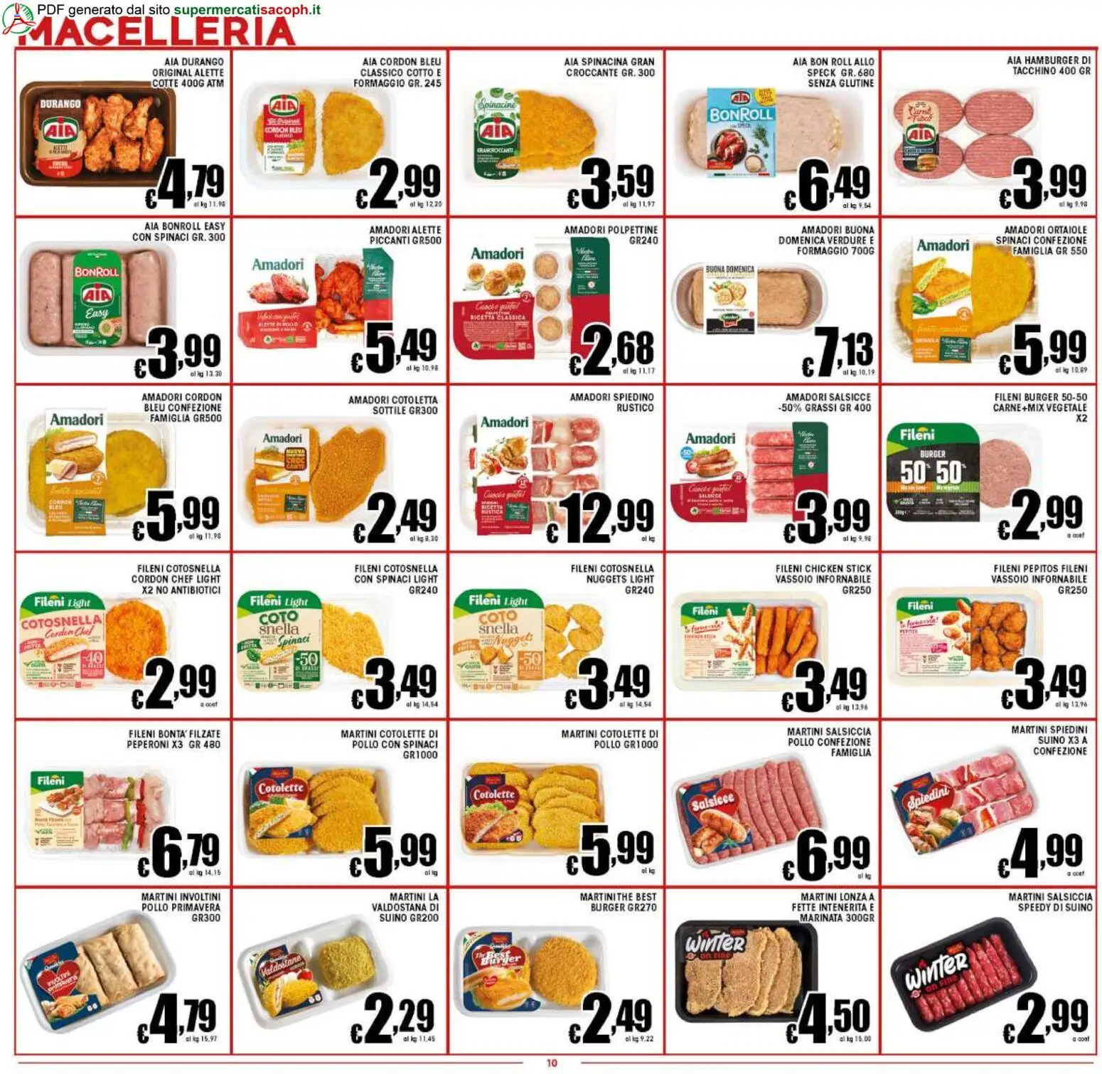 Volantino Sacoph del 06.03.2026 | Pagina: 10 | Prodotti: Verdure, Suino, Formaggio, Hamburger