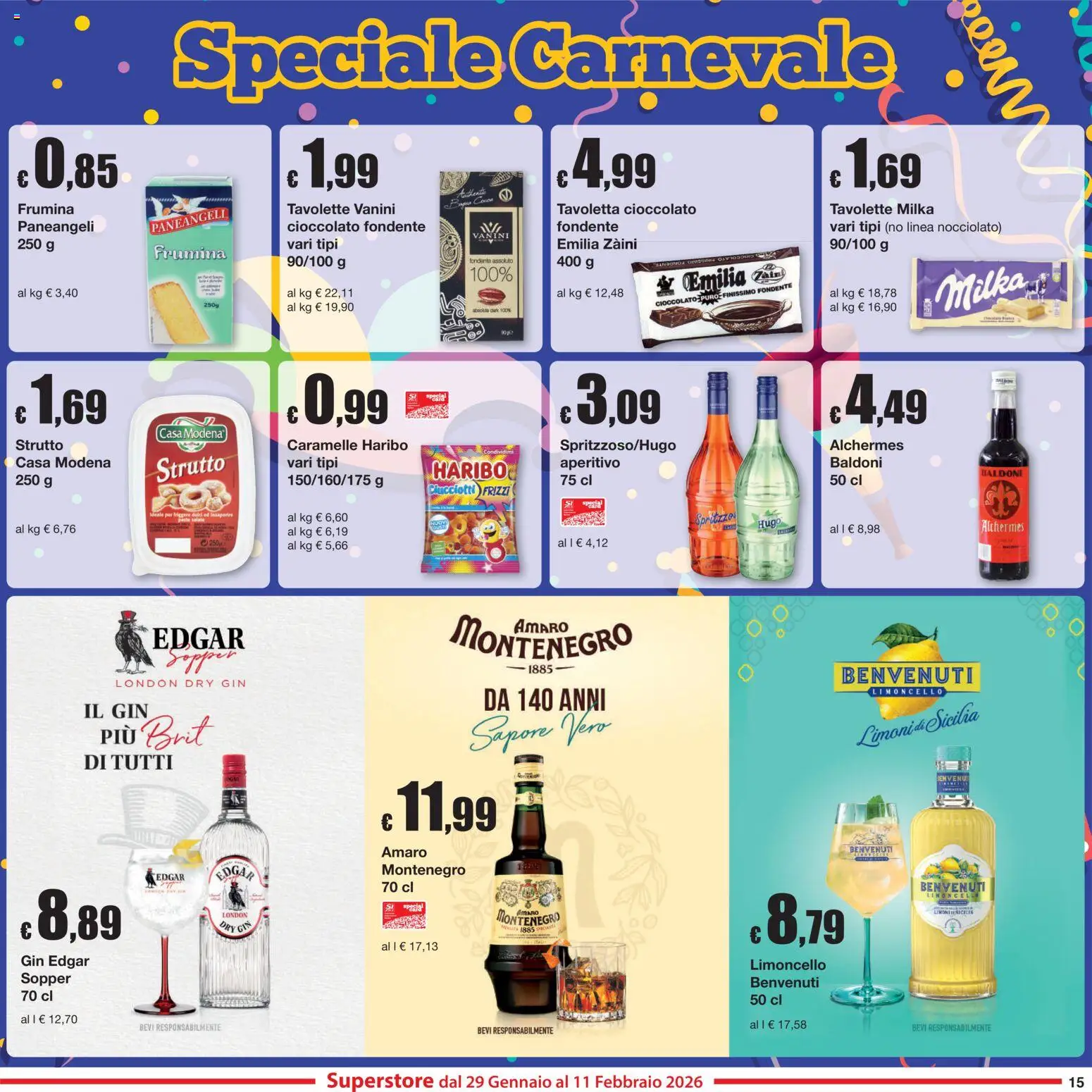 Volantino Sì con Te del 29.01.2026 | Pagina: 15 | Prodotti: Cioccolato, Limoncello, Amaro, Aperitivo