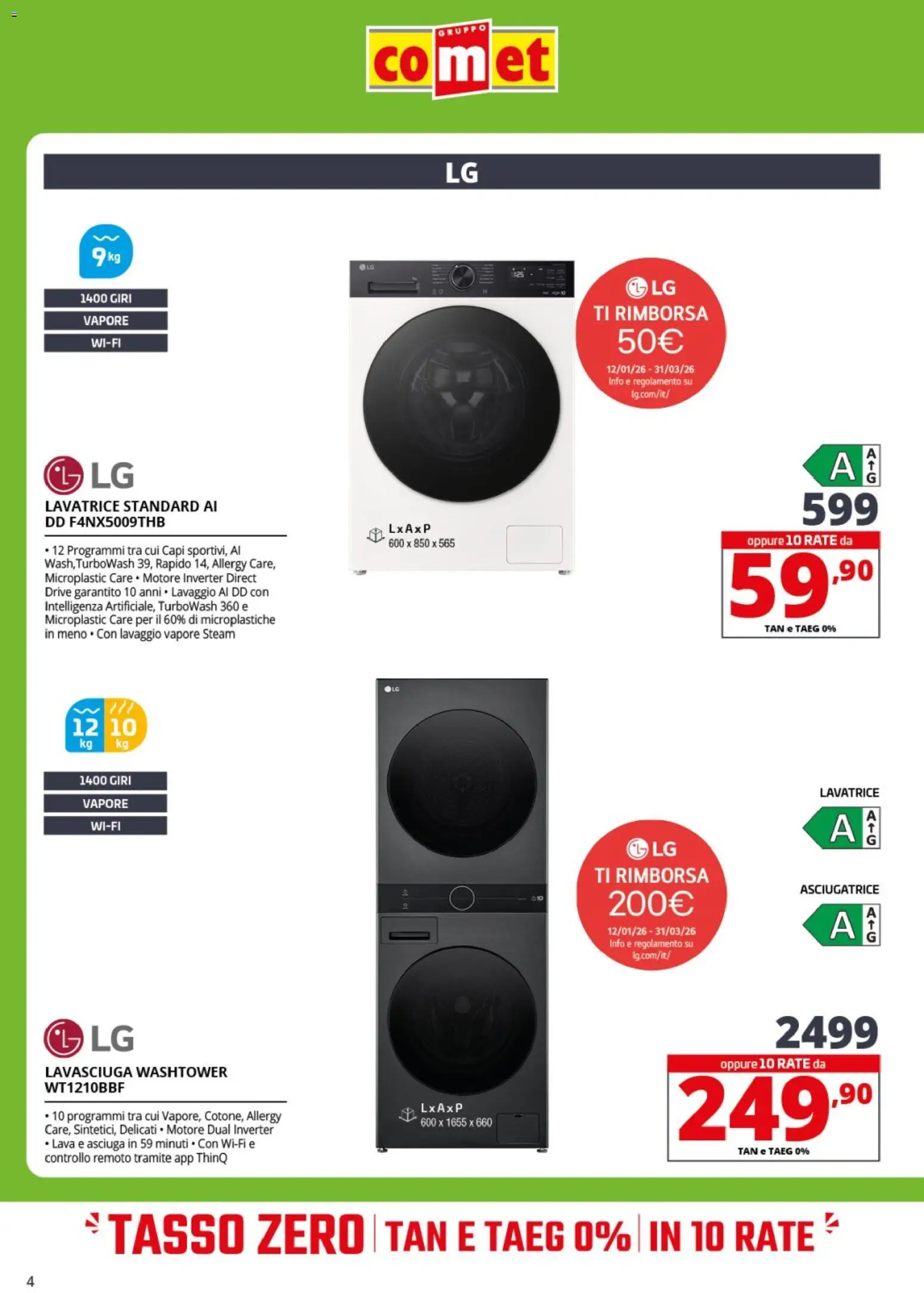 Volantino Comet del 24.02.2026 | Pagina: 4 | Prodotti: Lavasciuga, Lavatrice, Asciugatrice