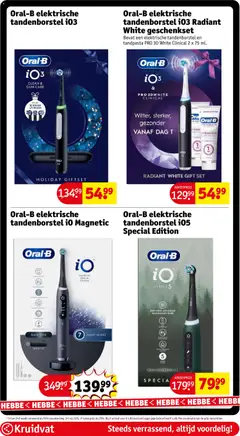 Oral-B elektrische tandenborstel i03, Elektrische tandenborstel i03 met 3 brush heads, clean & gum care - Voorbeeld van een folder van Kruidvat, geldig van 25.11.2025 | Pagina: 63 | Producten: Tandpasta, Tandenborstel, Kan, Elektrische tandenborstel