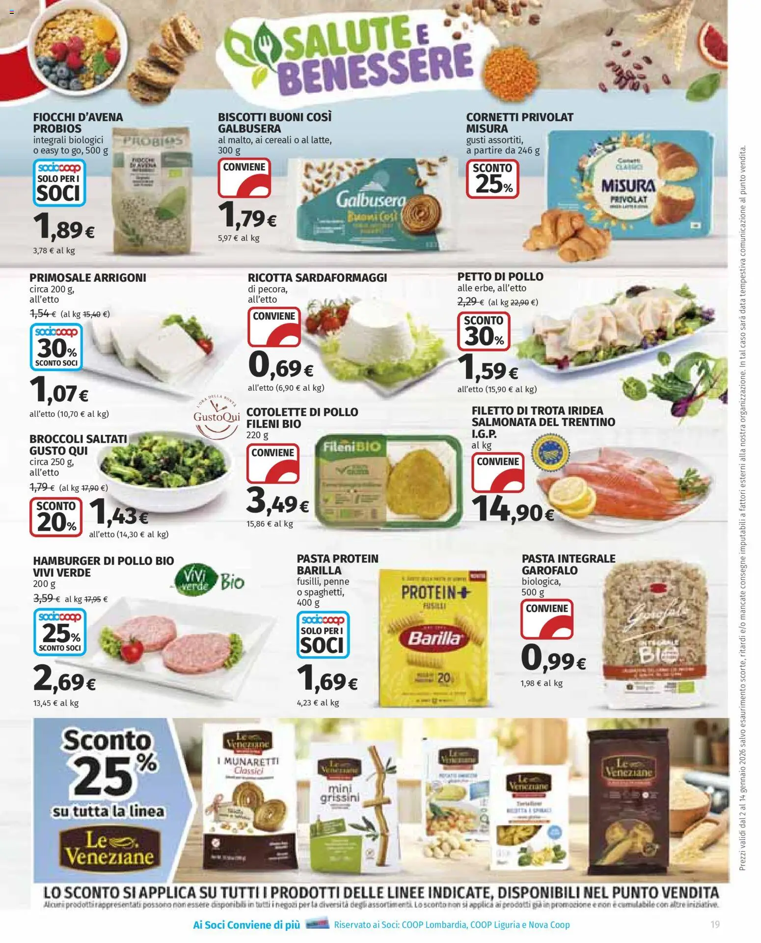 Volantino Ipercoop del 02.01.2026 | Pagina: 19 | Prodotti: Pollo, Cereali, Trota, Penne