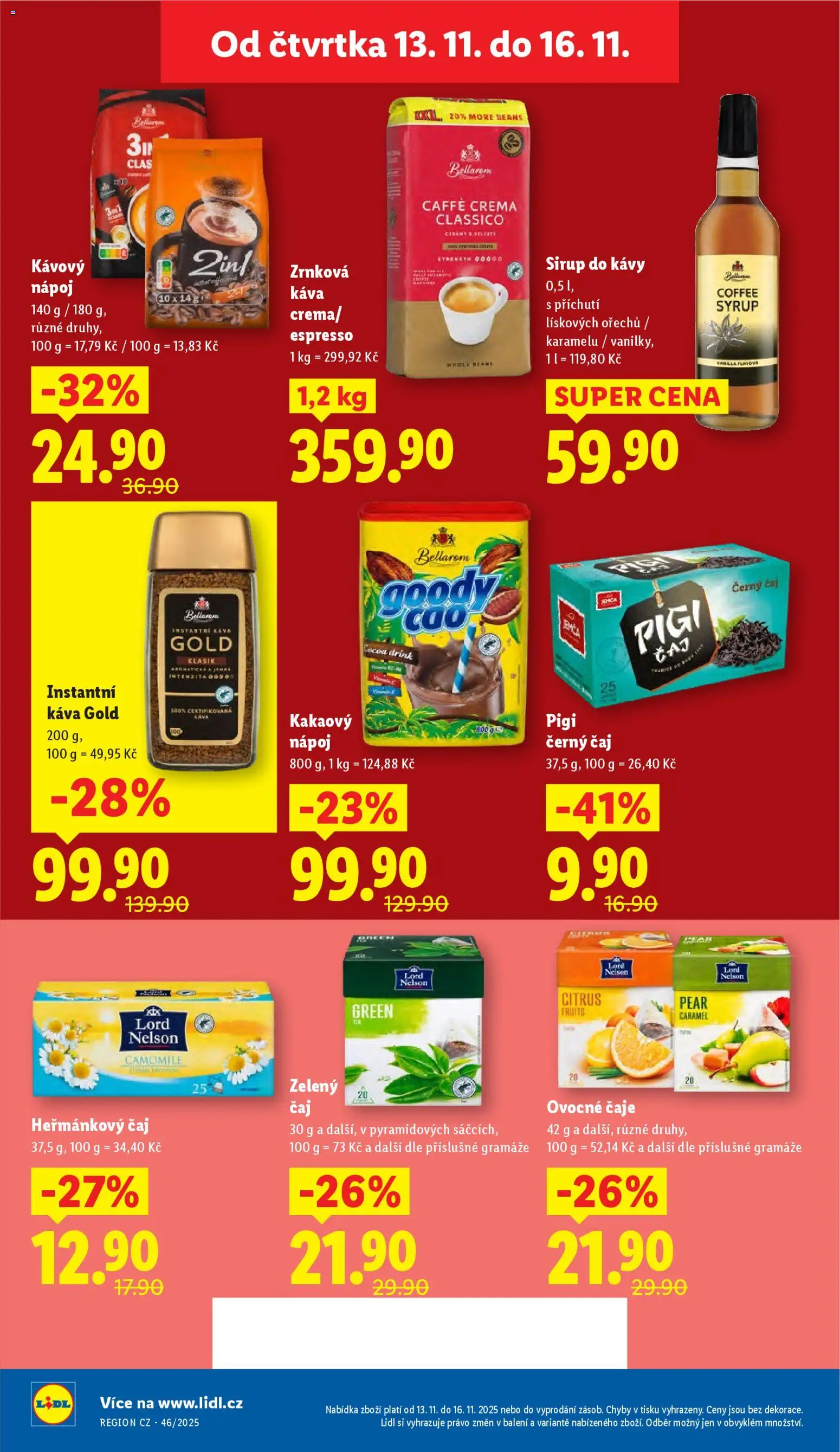 Lidl leták od 13.11.2025 | Strana: 18 | Produkty: Sirup do kávy, Zelený čaj, Caffè crema, Zrnková káva