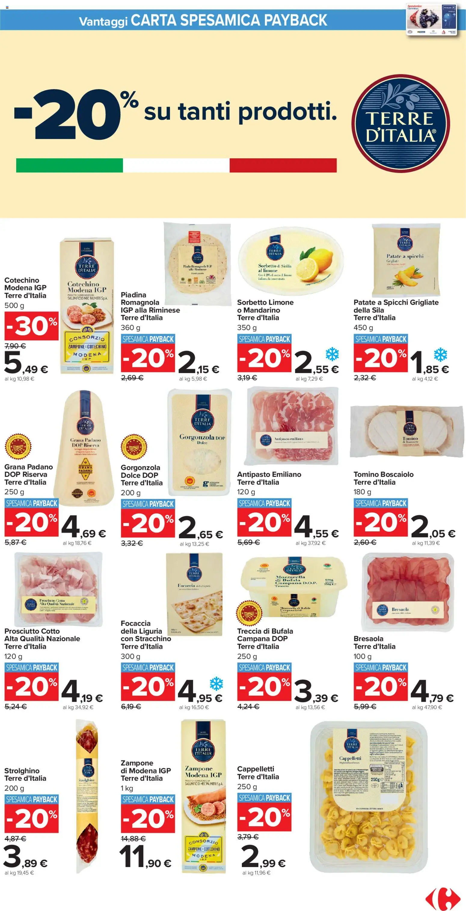 Volantino Carrefour del 16.12.2025 | Pagina: 9 | Prodotti: Prosciutto Cotto, Bresaola, Sorbetto, Patate