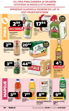 Netto gazetka - Spożywcza od 30.06.2025 | Strona: 20 | Produkty: Napoje, Leżak, Piwo, Piwo Namysłów