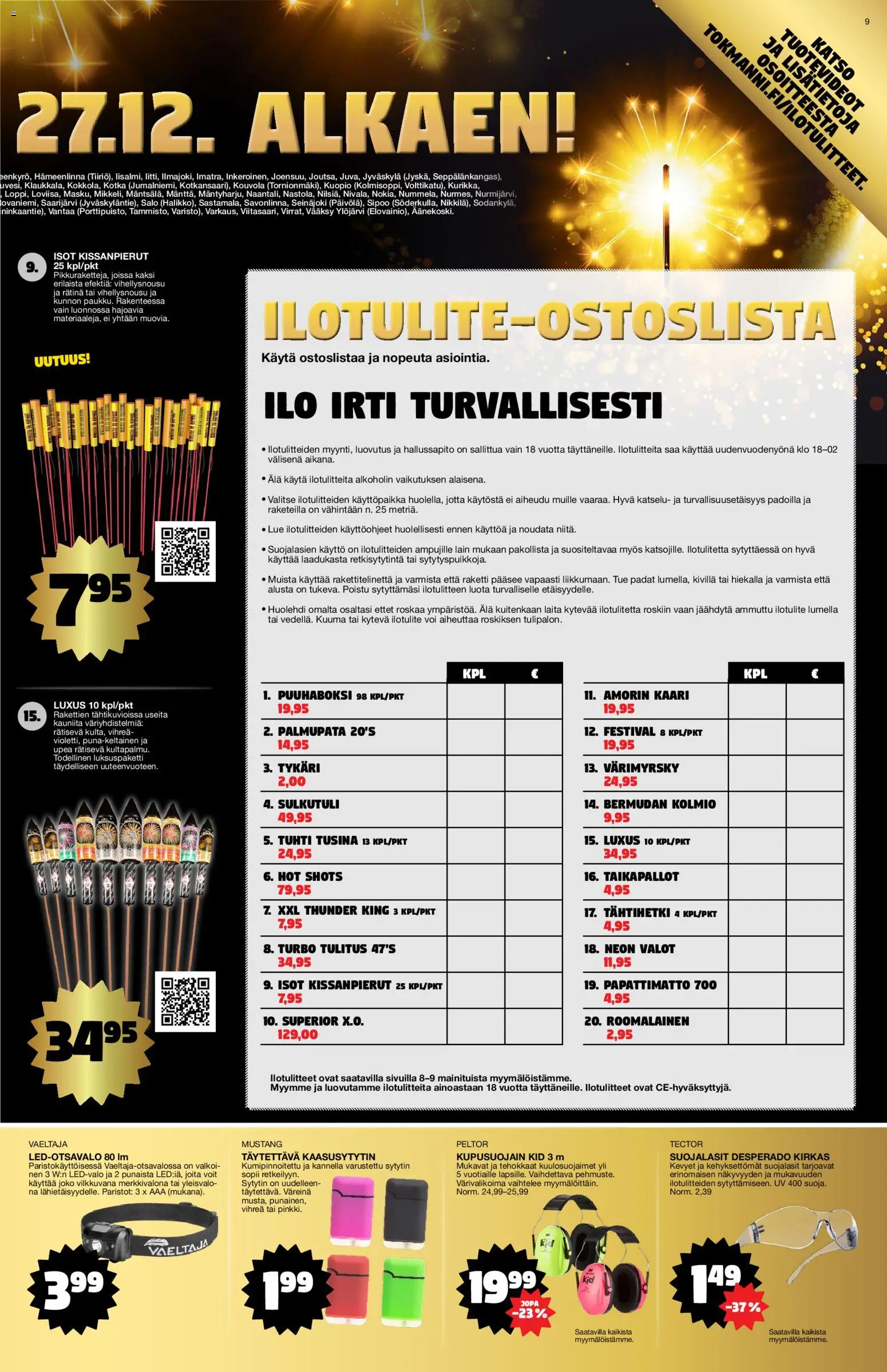 Tokmanni - Tarjoussanomat – voimassa 22.12.2025 alkaen | Sivu: 9 | Tuotteet: Paristot, Suojalasit, Voi