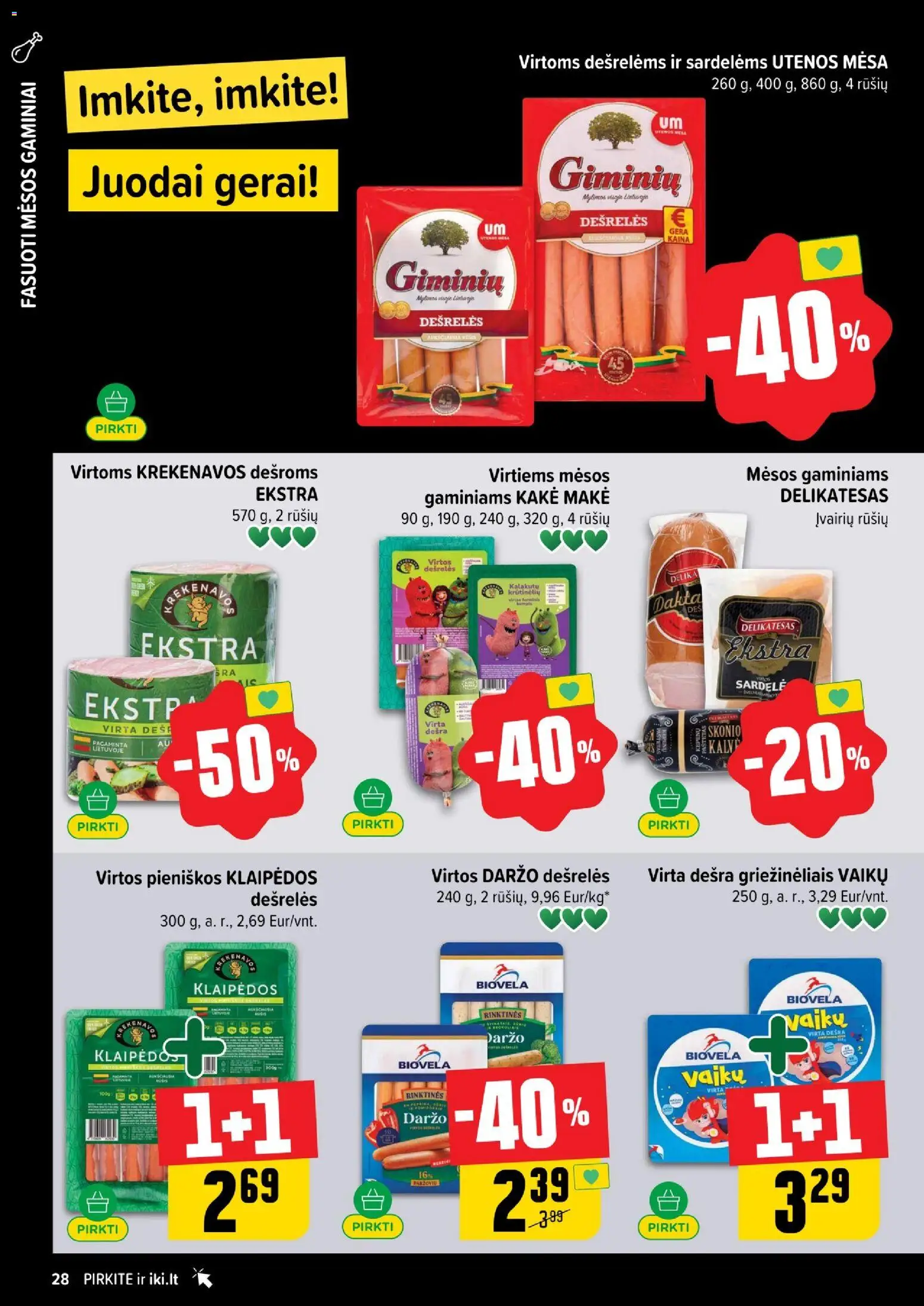 IKI akcijos nuo 24.11.2025 | Puslapis: 28 | Prekių: Dešrelės, Dešra