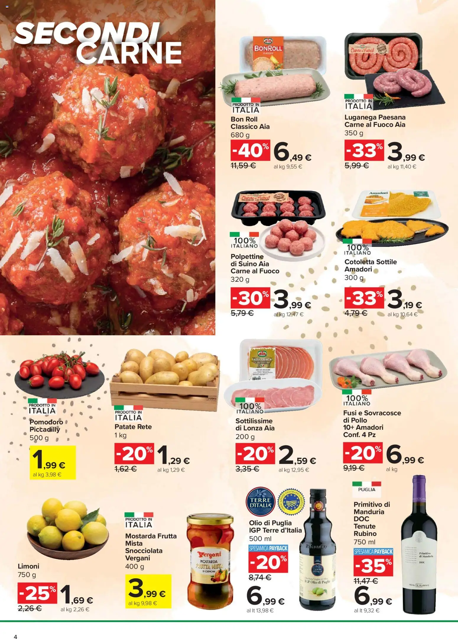 Volantino Carrefour del 24.03.2026 | Pagina: 4 | Prodotti: Pollo, Suino, Pomodoro, Olio