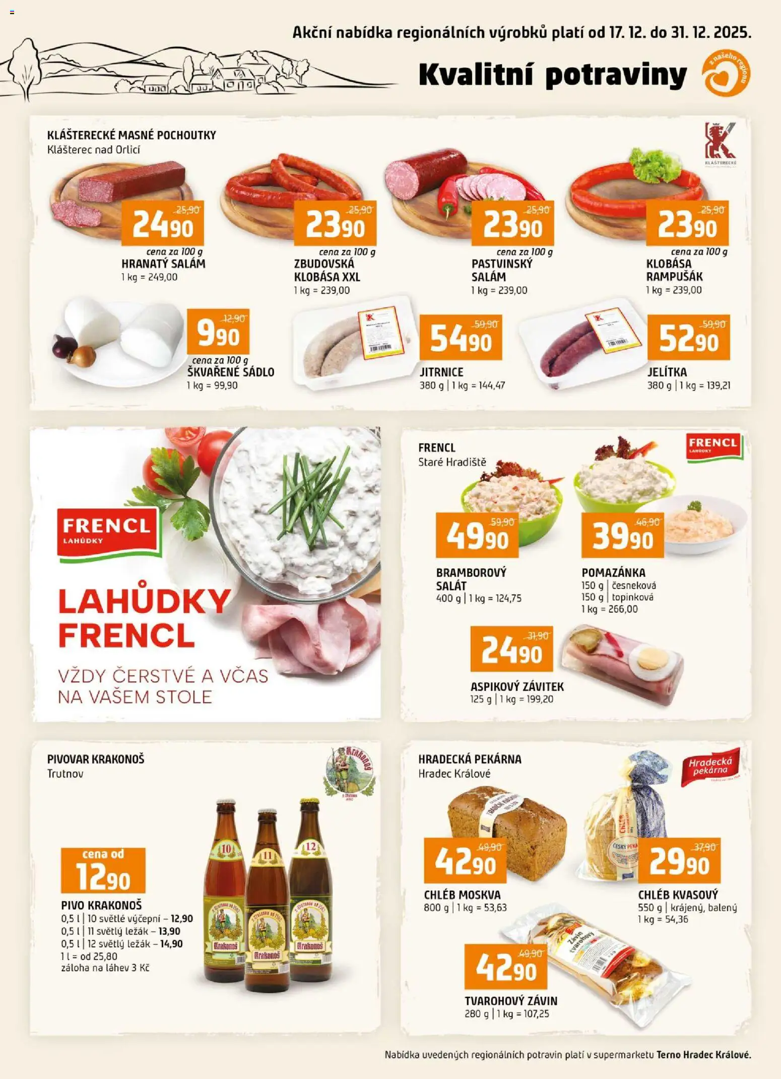 Terno leták - Hradec Králové od 17.12.2025 | Strana: 1 | Produkty: Chléb, Salát, Pekárna, Potraviny