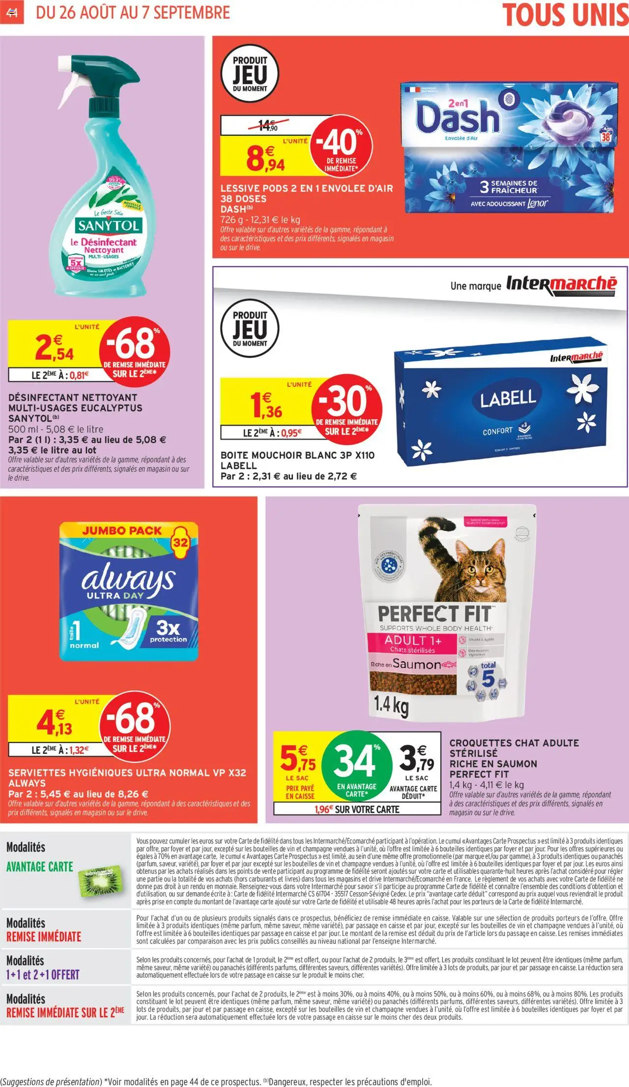  | Page: 44 | Produits: Sac, Adoucissant, Lessive, Croquettes chat