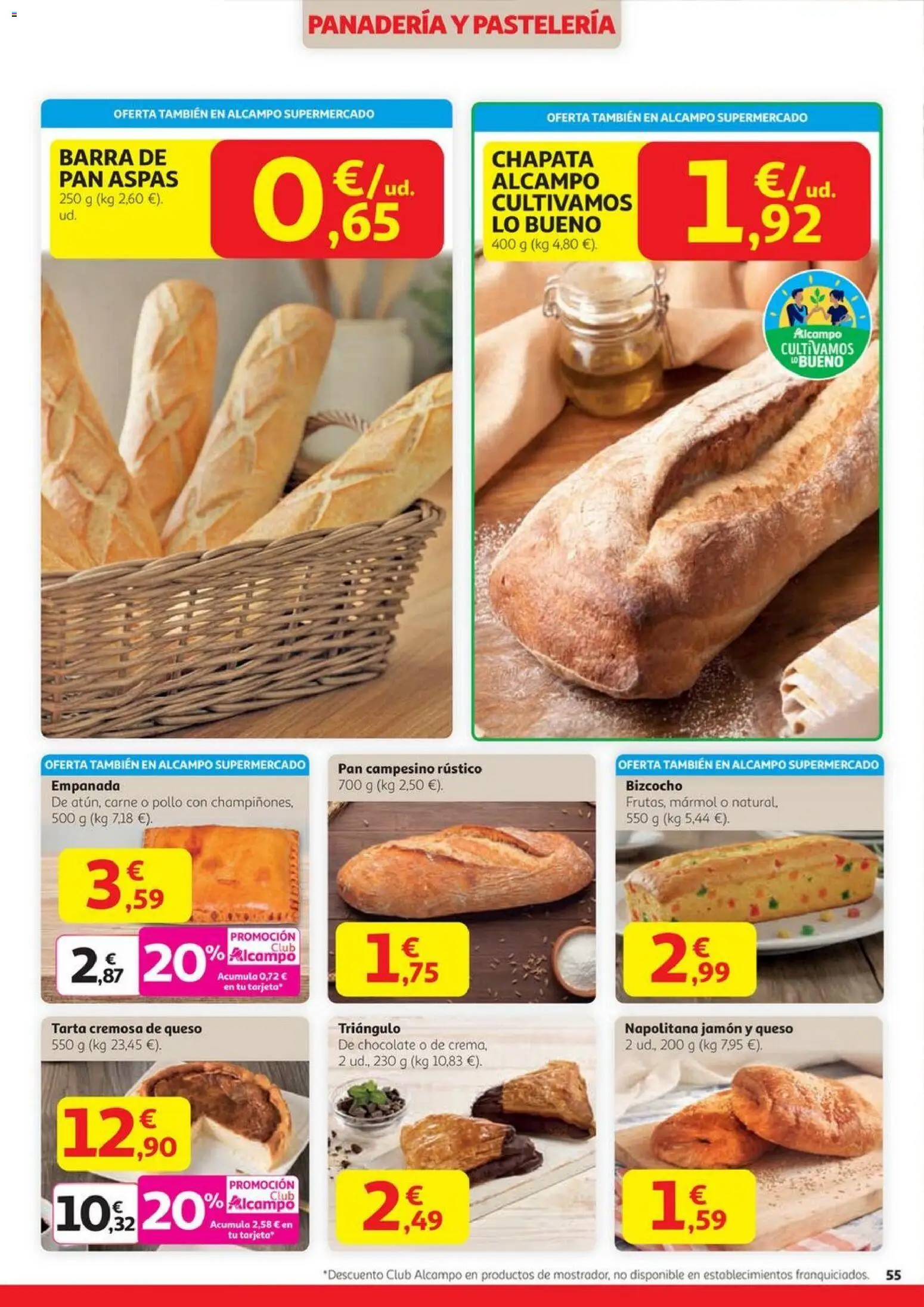 Alcampo - HG Madrid Unificado  │ válido desde el 23.10.2025 | Página: 55 | Productos: Queso, Chocolate, Bizcocho, Panadería