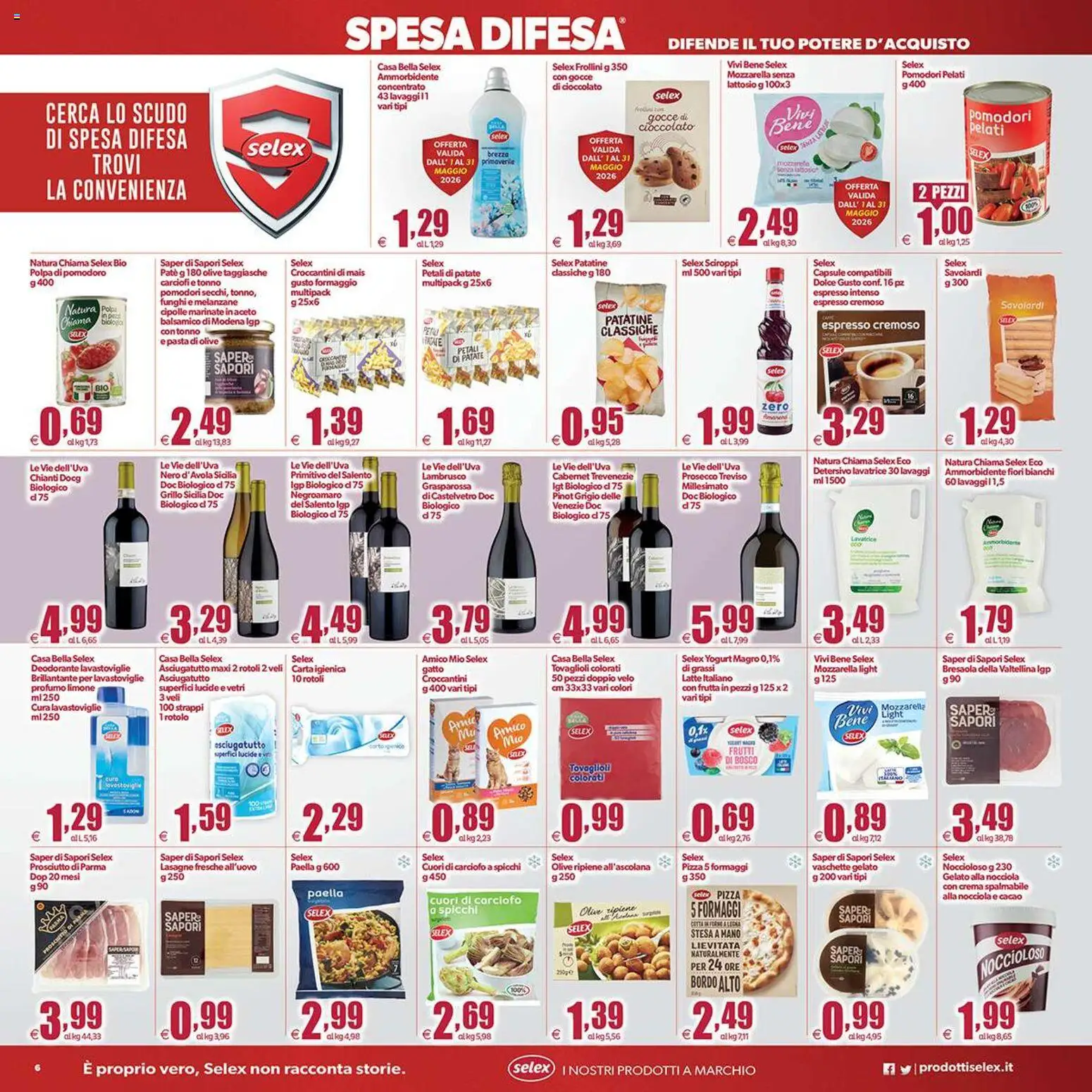 Volantino Elite Supermercati del 24.04.2026 | Pagina: 6 | Prodotti: Prosciutto di Parma, Carta igienica, Pomodoro, Mais