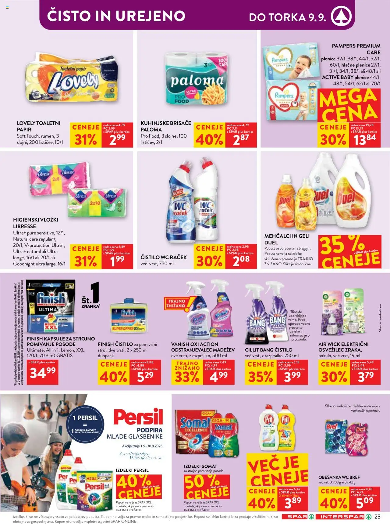 Spar katalog 36/25 │ velja od 03.09.2025 | Stran: 29 | Izdelki: Higienski vložki, Vložki, Kos, Kuhinjske brisače
