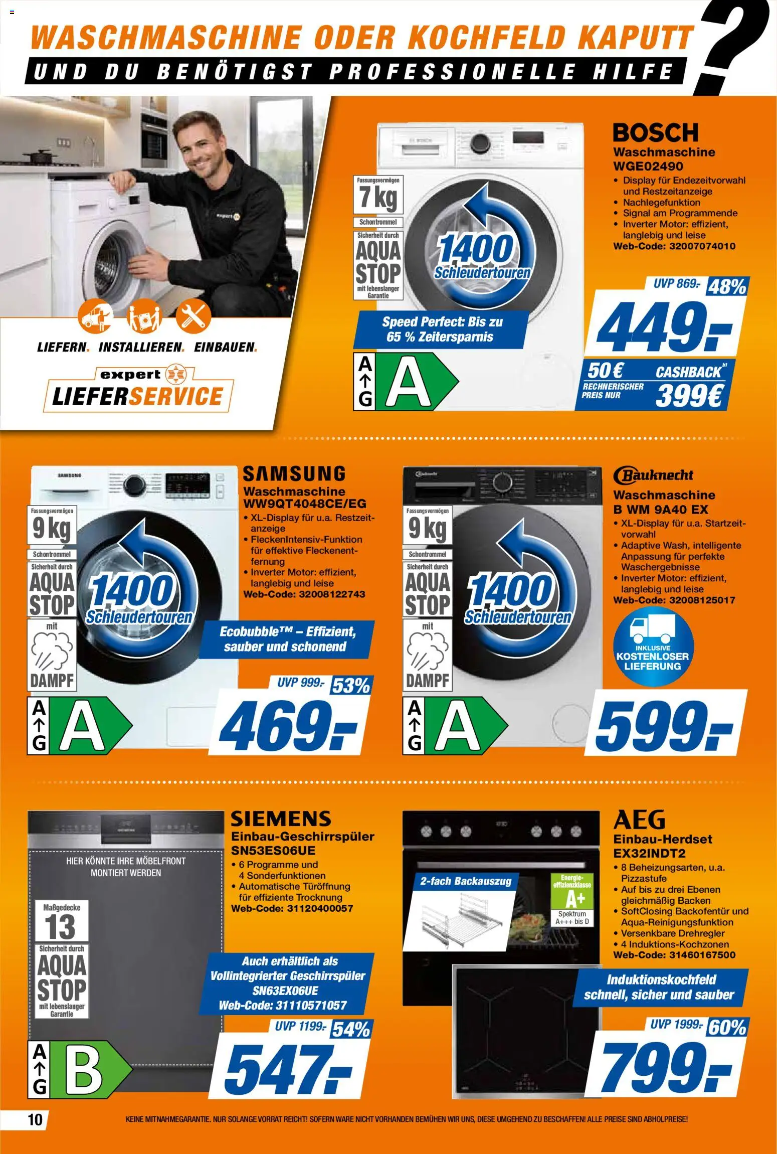 Expert  Aktuelle Beilage – gültig ab 20.02.2026 | Seite: 10 | Produkte: Bosch, Geschirrspüler, Waschmaschine, Samsung