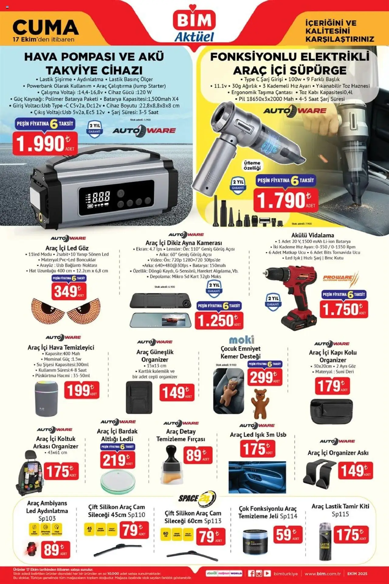 BİM Katalog Cuma - 17.10.2025 tarihinden itibaren geçerlidir | Sayfa: 2 | Ürünler: Saat, USB, USB bağlantı, Hava temizleyici