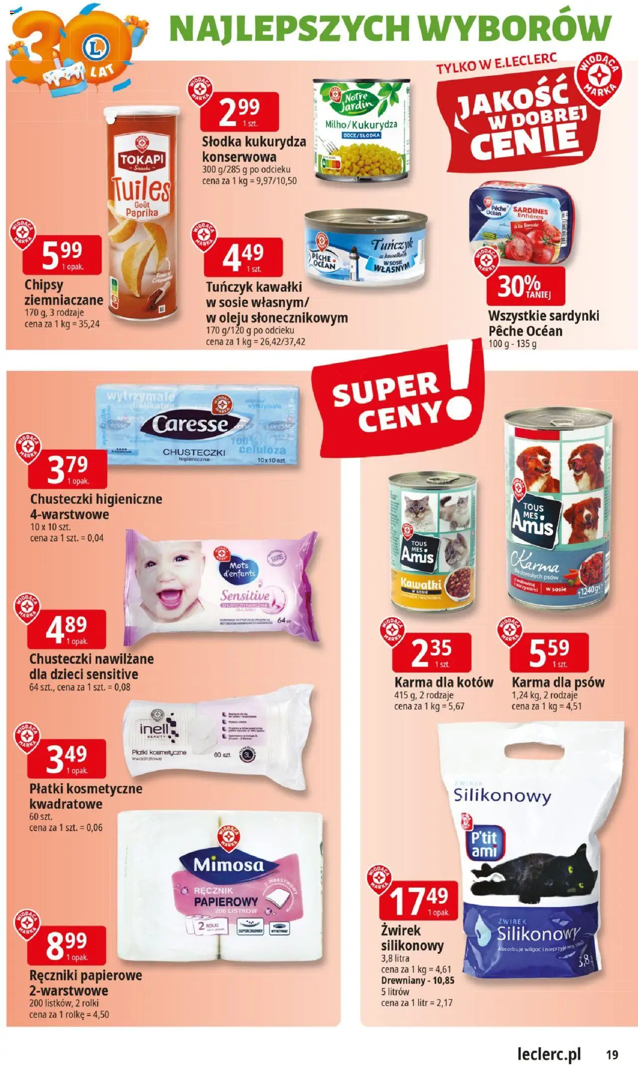 E.Leclerc Gazetka - Elbląg 30 lat od 02.06.2025 | Strona: 18 | Produkty: Ręczniki papierowe, Wątróbka, Chusteczki higieniczne, Kukurydza