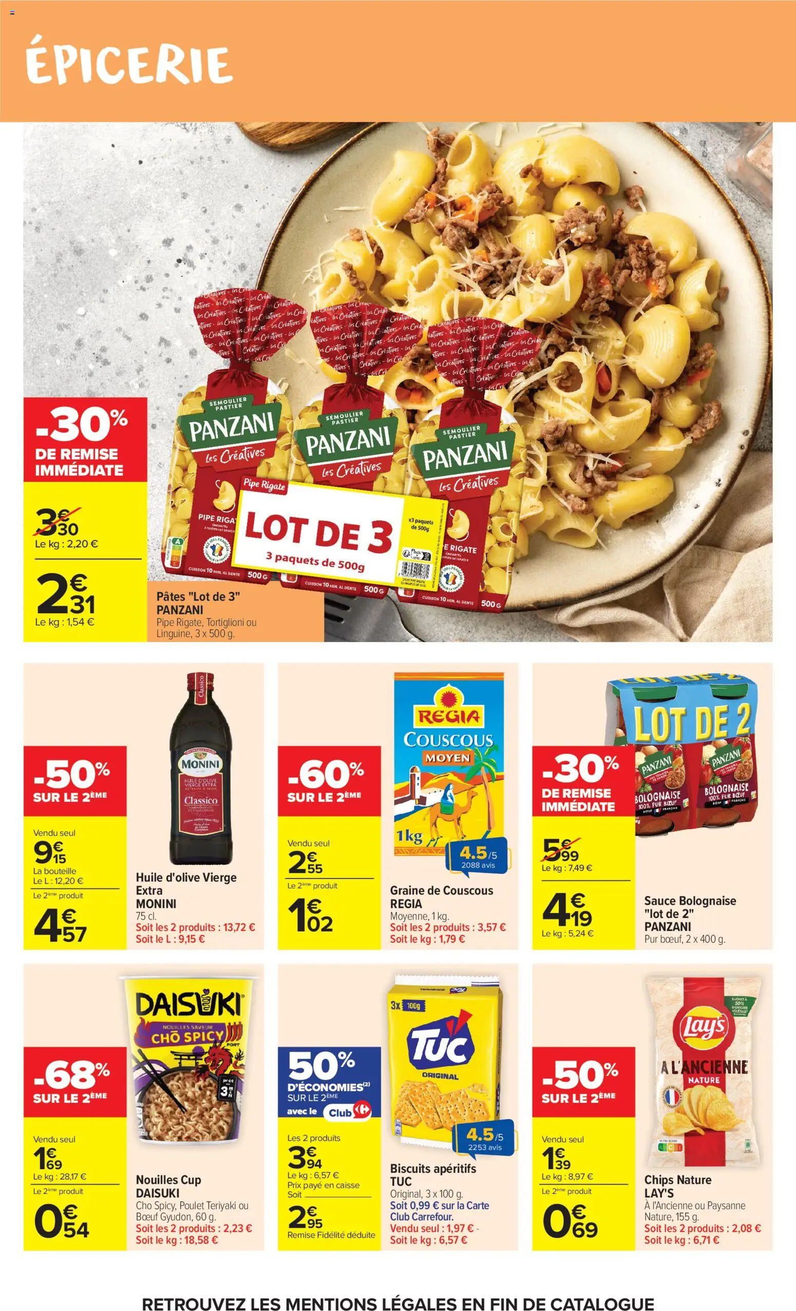 {H1} | Page: 25 | Produits: Sauce bolognaise, Nouilles, Pâtes, Chips