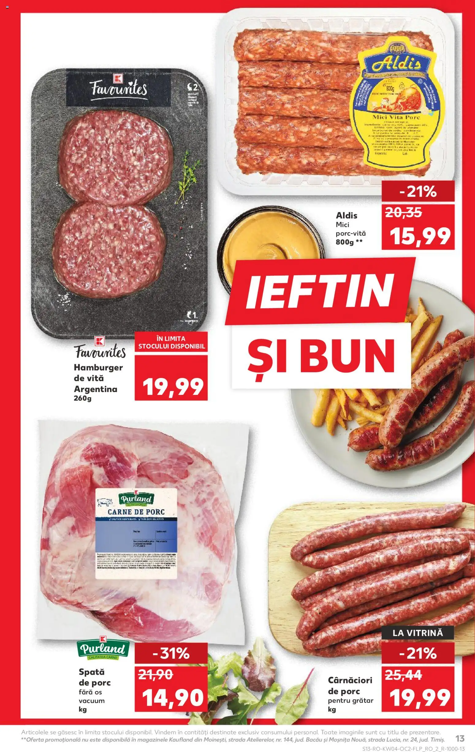Noul catalog Kaufland – valabil de la 21.01.2026 | Pagină: 13 | Produse: Grătar, Vitrină, Carne De Porc, Burger