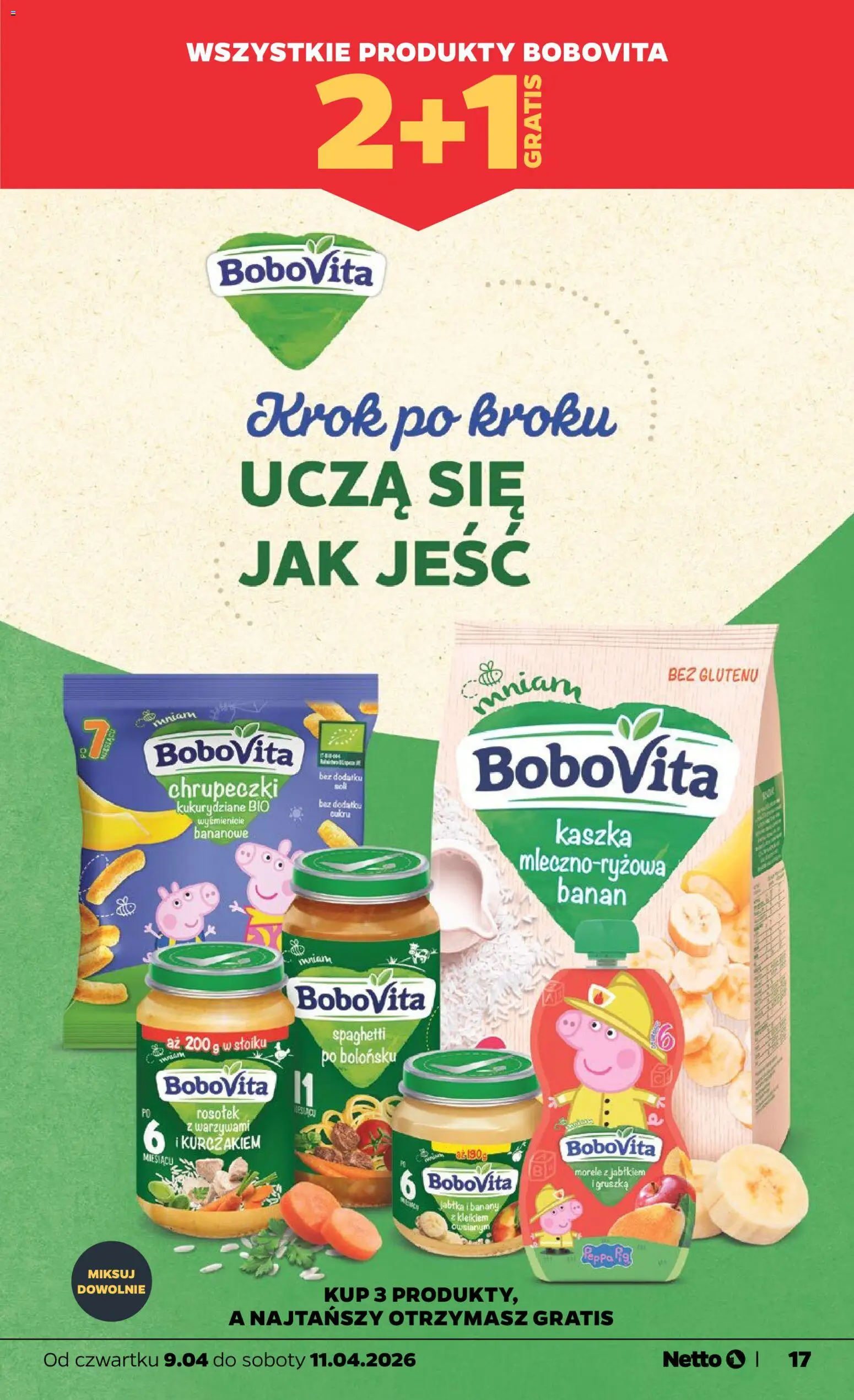 Netto gazetka od czwartku spożywcza od 09.04.2026 | Strona: 17 | Produkty: Morele, Jabłka, Banan, Banany