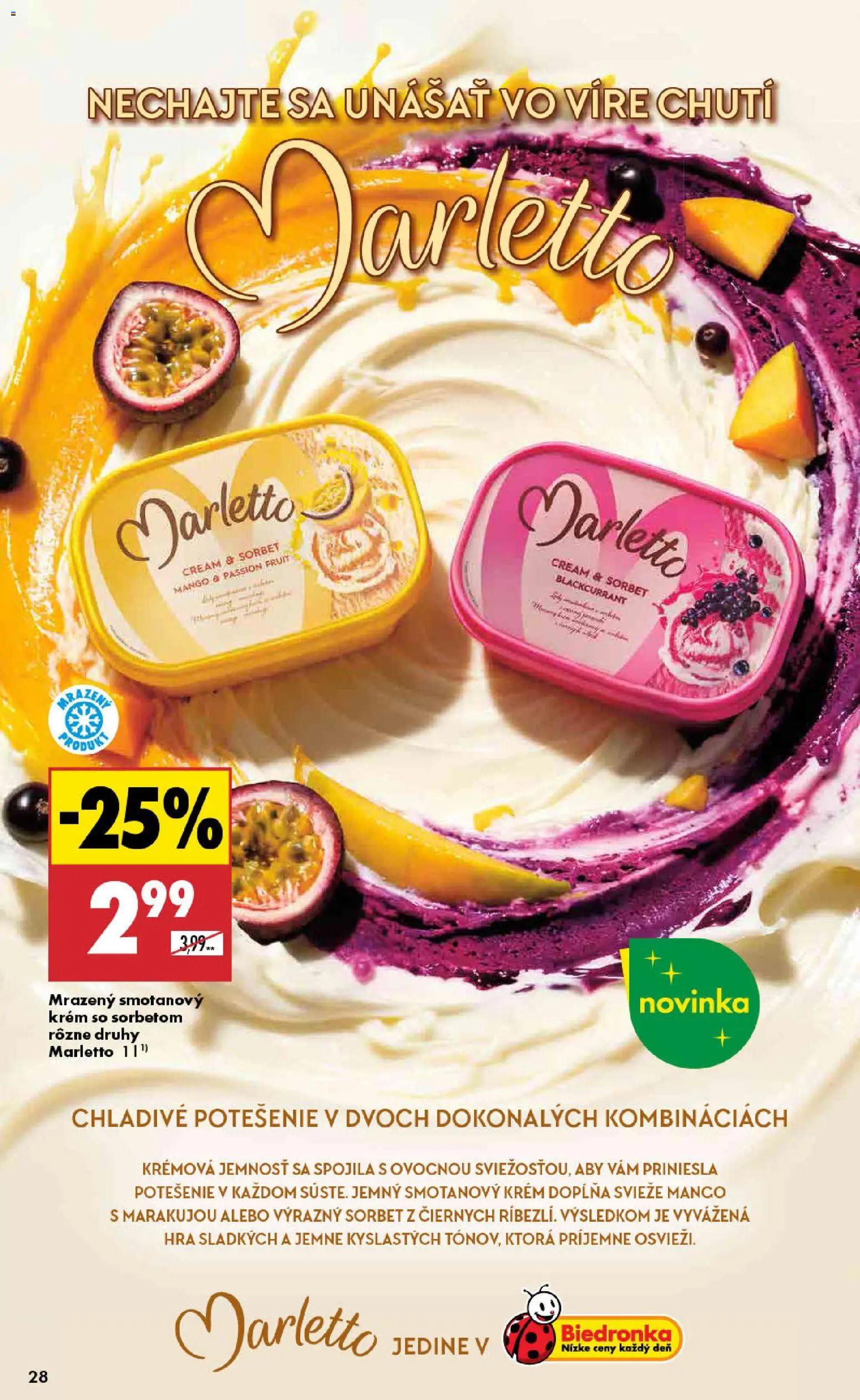Nové Biedronka akcie – leták je platný od 23.04.2026 | Strana: 28 | Produkty: Sorbet, Hra, Krém, Mango
