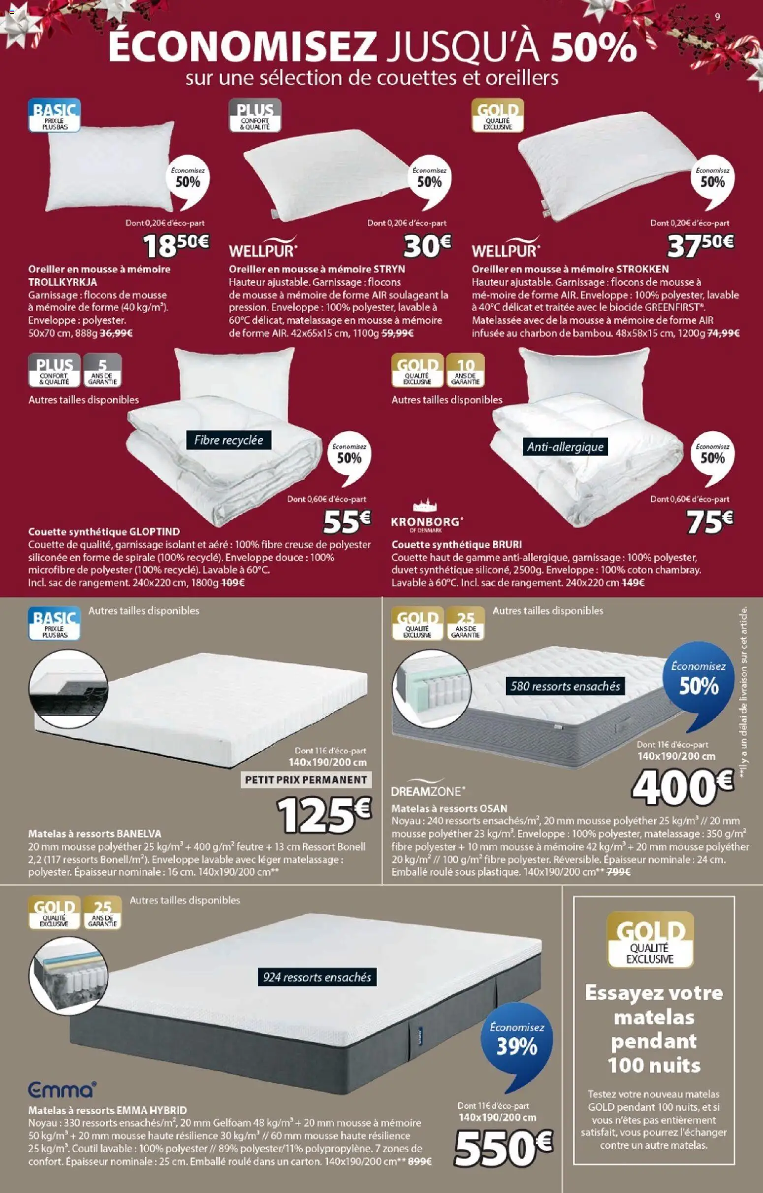 {H1} | Page: 9 | Produits: Flocons, Coton, Enveloppe, Oreiller