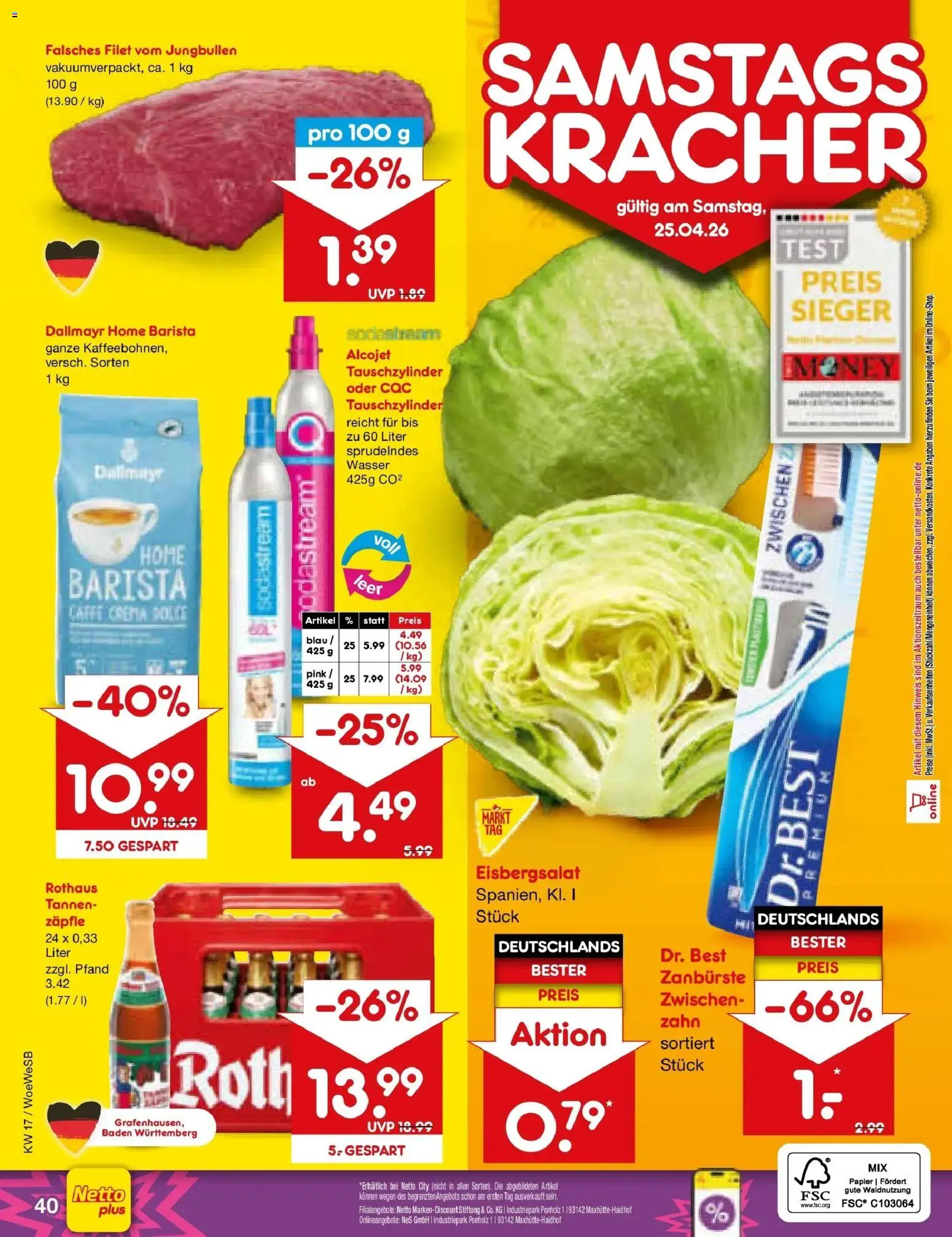 Netto Marken-Discount Prospekt Katzweiler	 – gültig ab 20.04.2026 | Seite: 55 | Produkte: Eisbergsalat, Dallmayr, Wasser, Sodastream