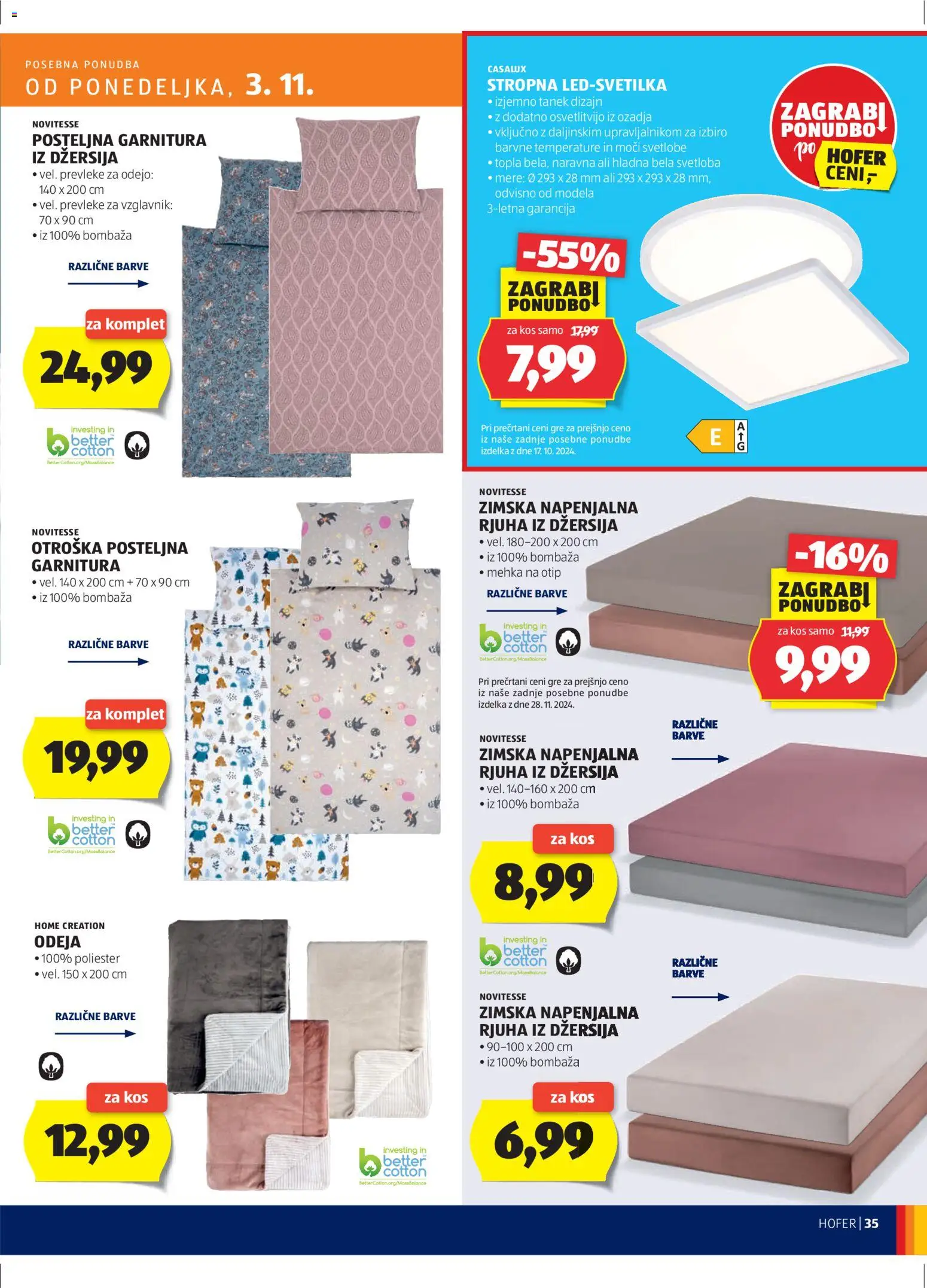 Novi Hofer katalog ponudbe – veljaven od 30.10.2025 | Stran: 35 | Izdelki: Vzglavnik, Odeja, Rjuha, Kos